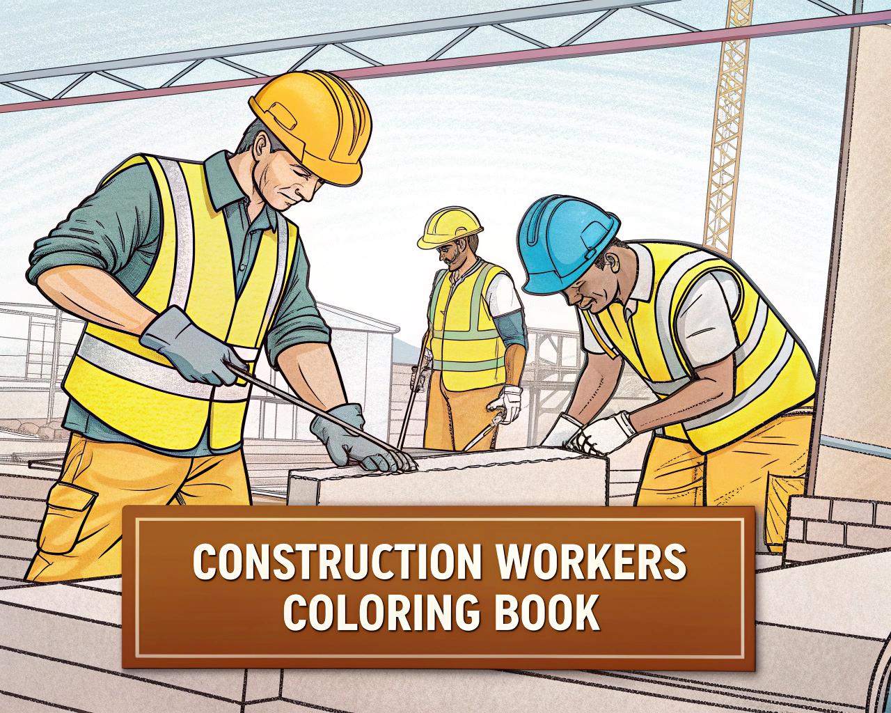 Construction Workers Coloring Book for Kids – 20 Printable A4 Pages – – Digital PDF Download