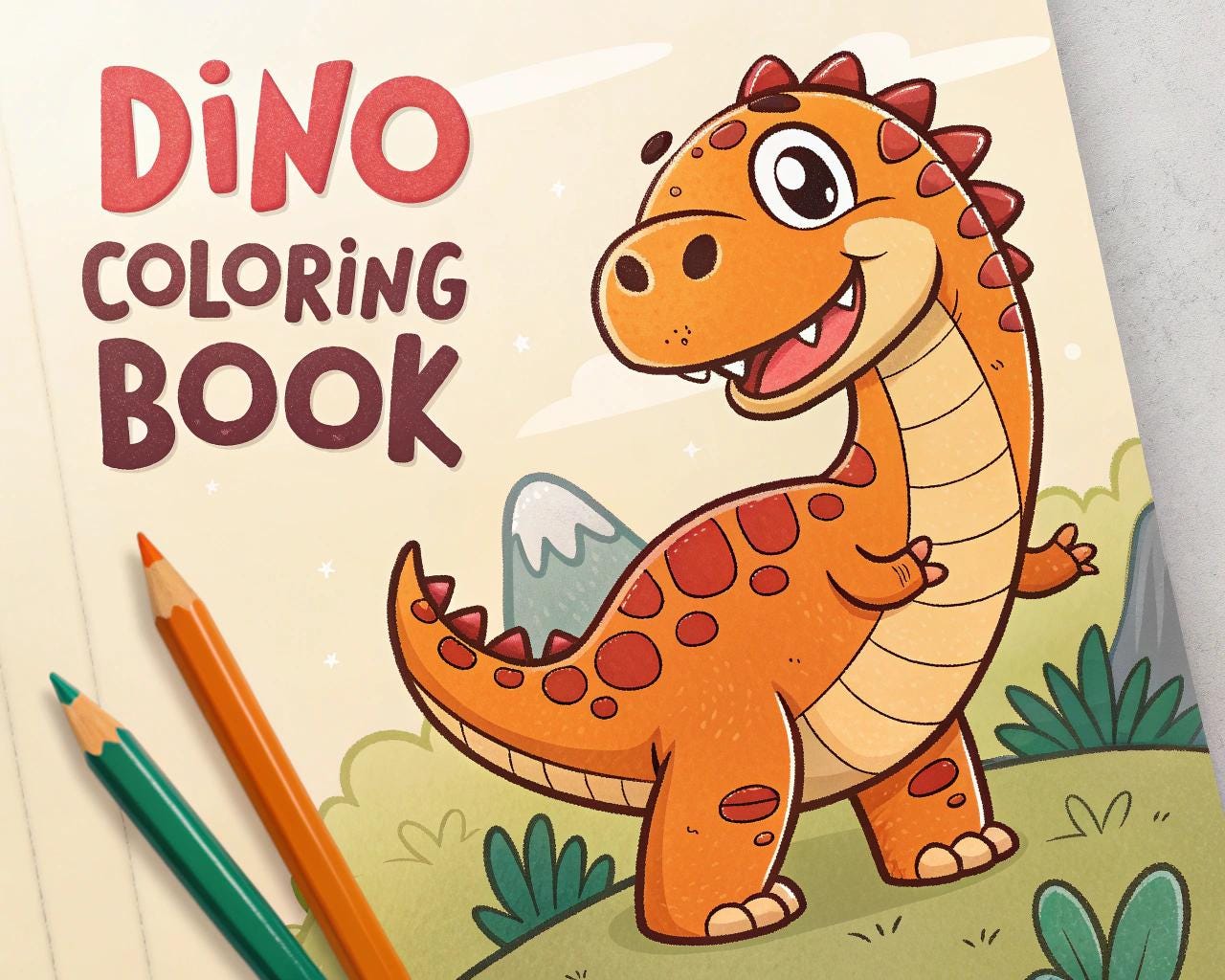 Dino Coloring Book for Kids – 70 Printable A4 Pages – Fun Dinosaur Illustrations – Digital PDF Download