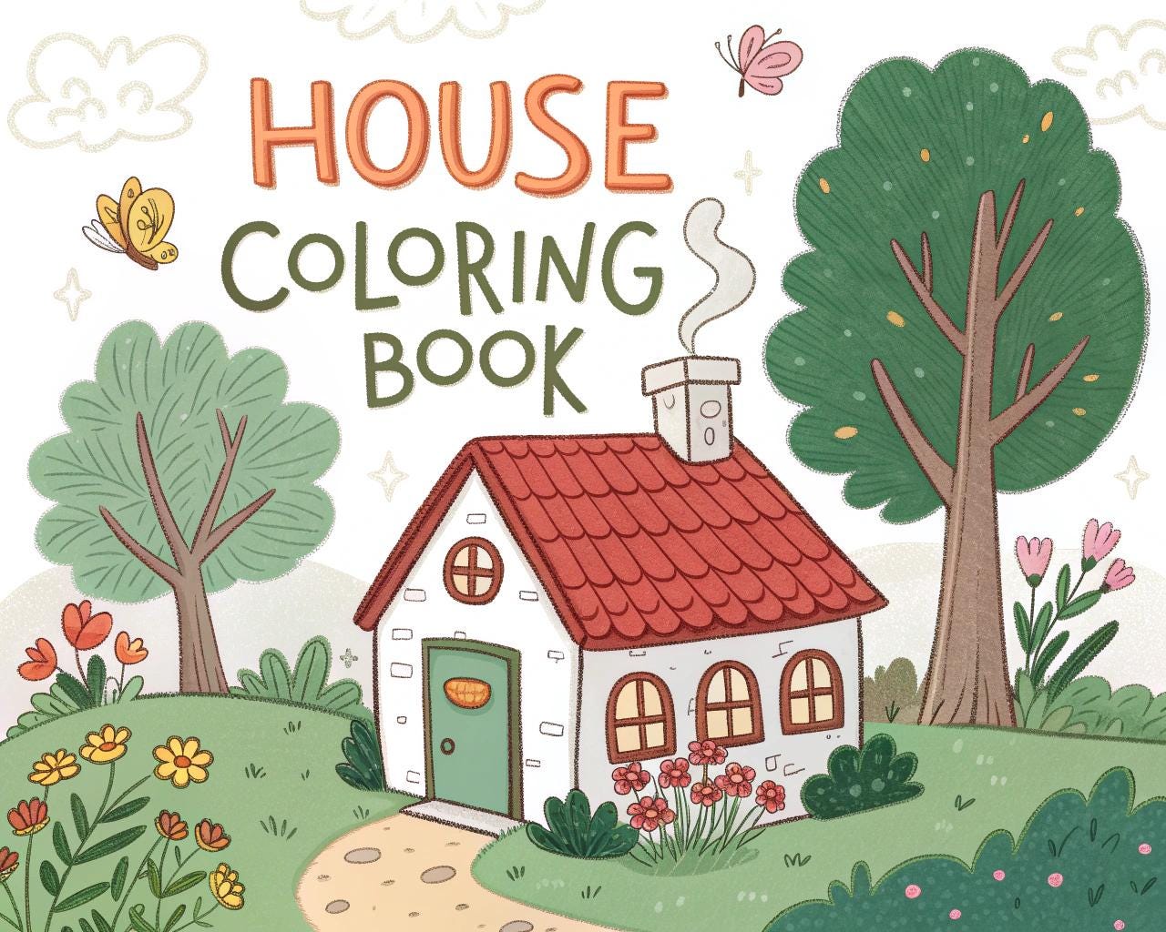 House Coloring Book for Kids – 30 Printable A4 Pages – Fun and Detailed House Illustrations – Digital PDF Download