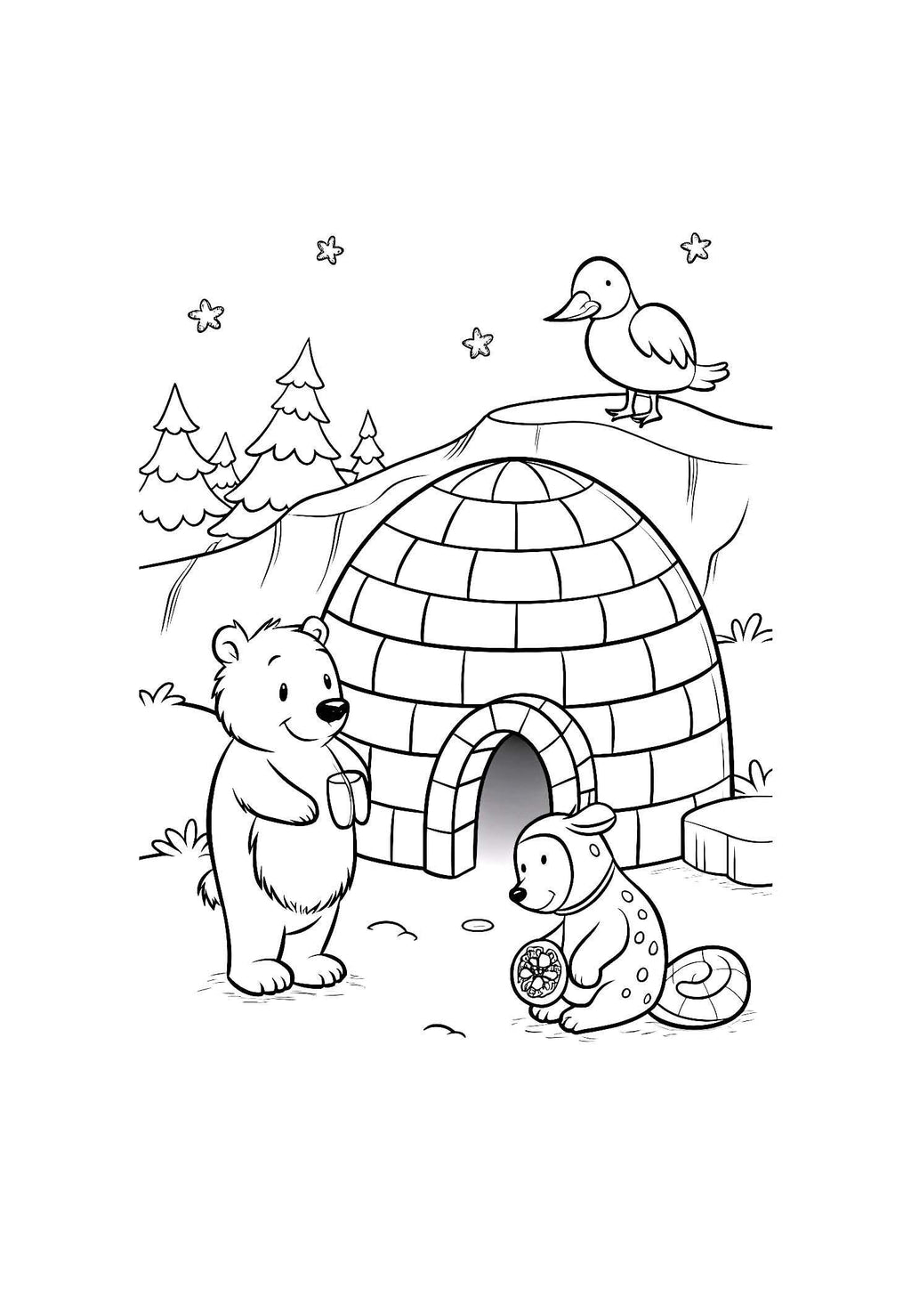 Arctic Animals Coloring Book for Kids – 20 Printable A4 Pages – Cute and Educational Polar Animal Illustrations – Digital PDF Download