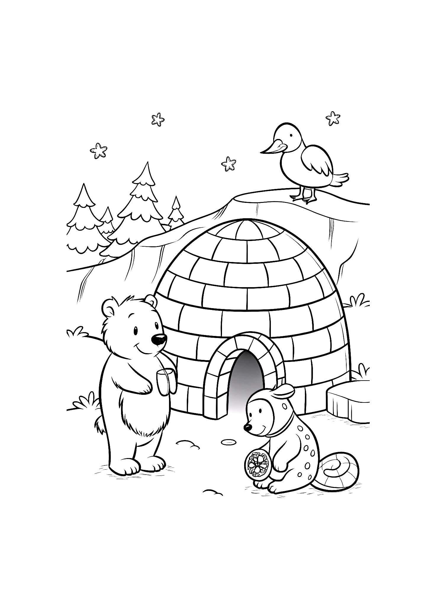 Arctic Animals Coloring Book for Kids – 20 Printable A4 Pages – Cute and Educational Polar Animal Illustrations – Digital PDF Download