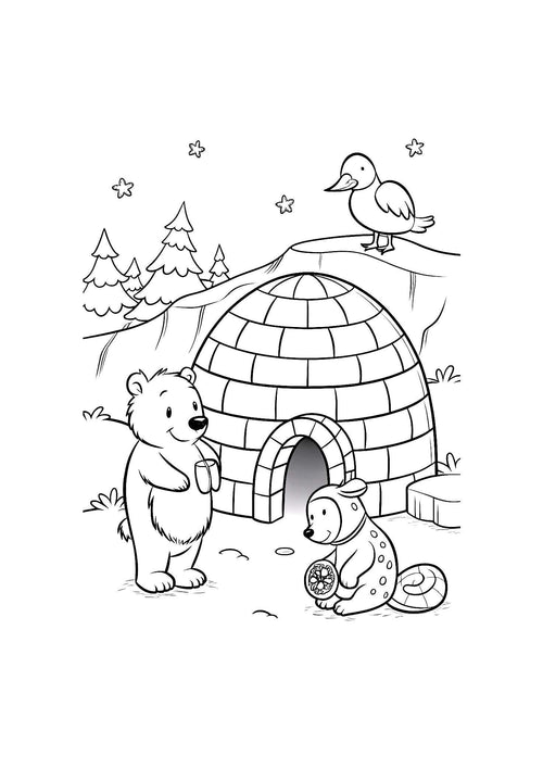 Arctic Animals Coloring Book for Kids – 20 Printable A4 Pages – Cute and Educational Polar Animal Illustrations – Digital PDF Download