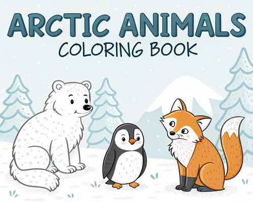 Arctic Animals Coloring Book for Kids – 20 Printable A4 Pages – Cute and Educational Polar Animal Illustrations – Digital PDF Download