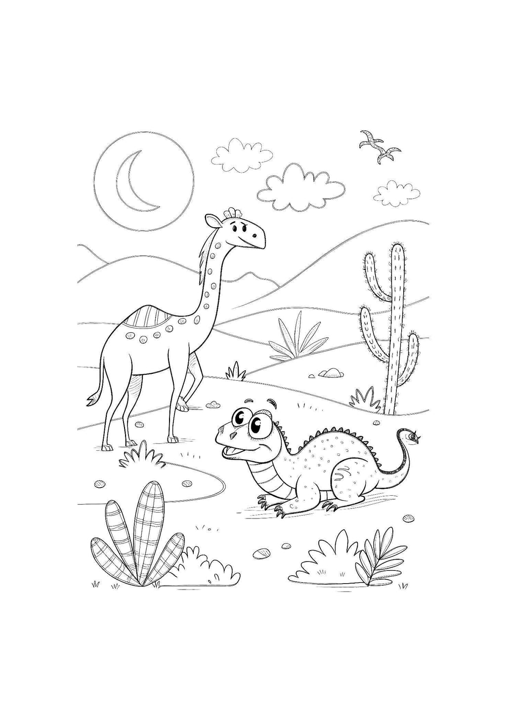 Desert Animals Coloring Book for Kids – 20 Printable A4 Pages – Unique and Educational Desert Wildlife Illustrations – Digital PDF Download