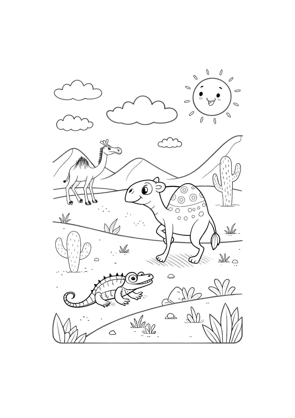 Desert Animals Coloring Book for Kids – 20 Printable A4 Pages – Unique and Educational Desert Wildlife Illustrations – Digital PDF Download