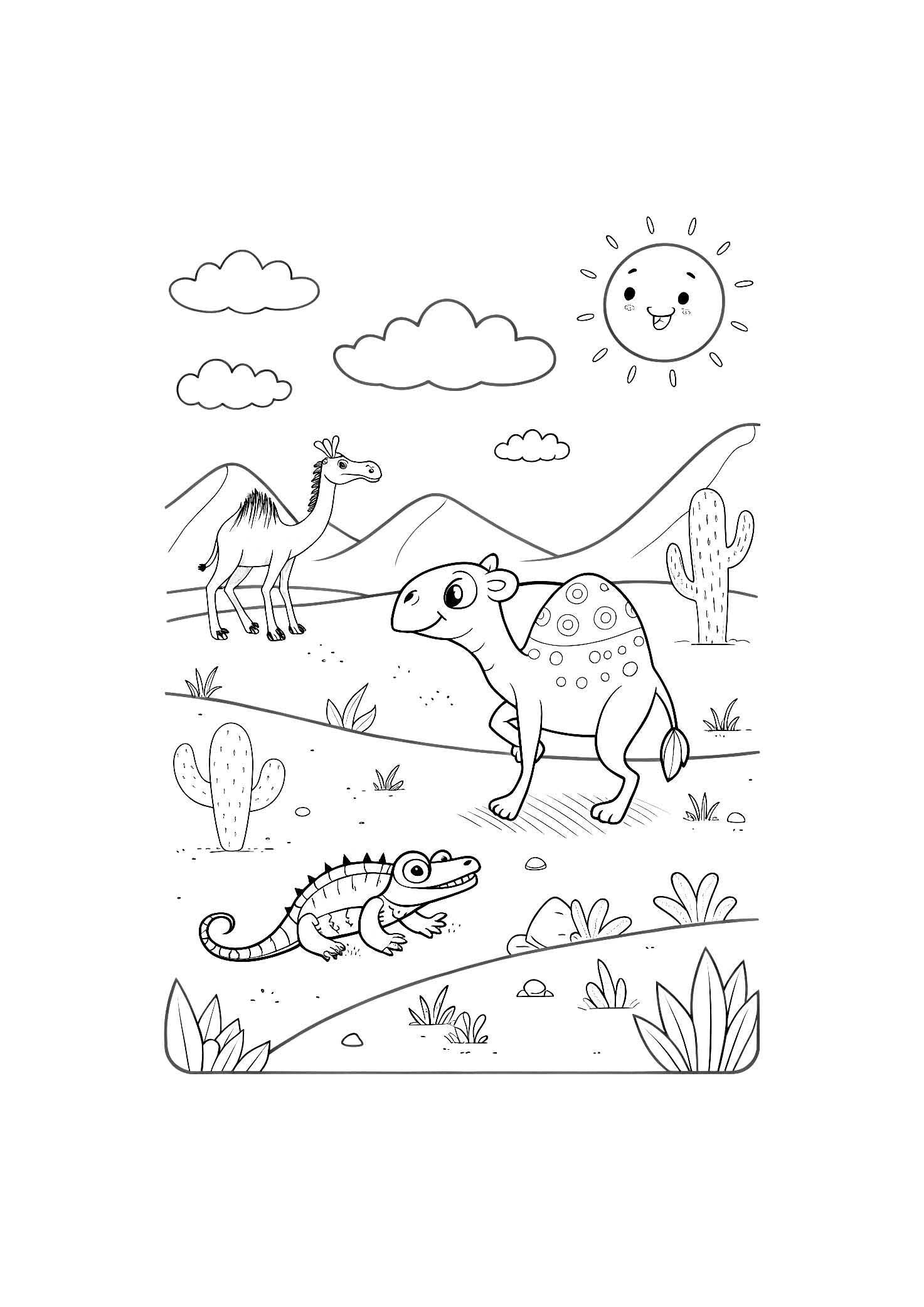 Desert Animals Coloring Book for Kids – 20 Printable A4 Pages – Unique and Educational Desert Wildlife Illustrations – Digital PDF Download