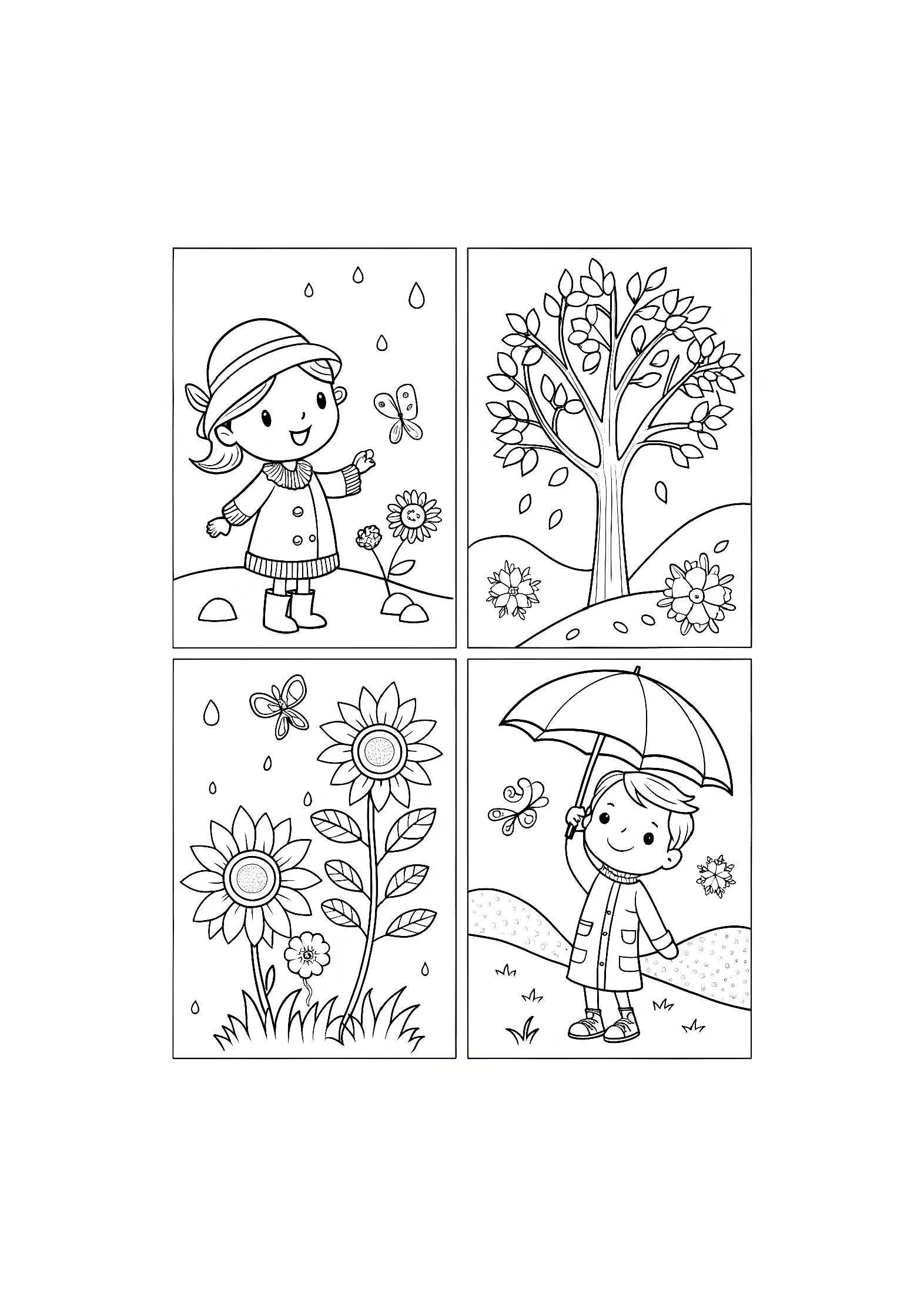 Seasons of the Year Coloring Book for Kids – 20 Printable A4 Pages – Fun and Educational Seasonal Illustrations – Digital PDF Download