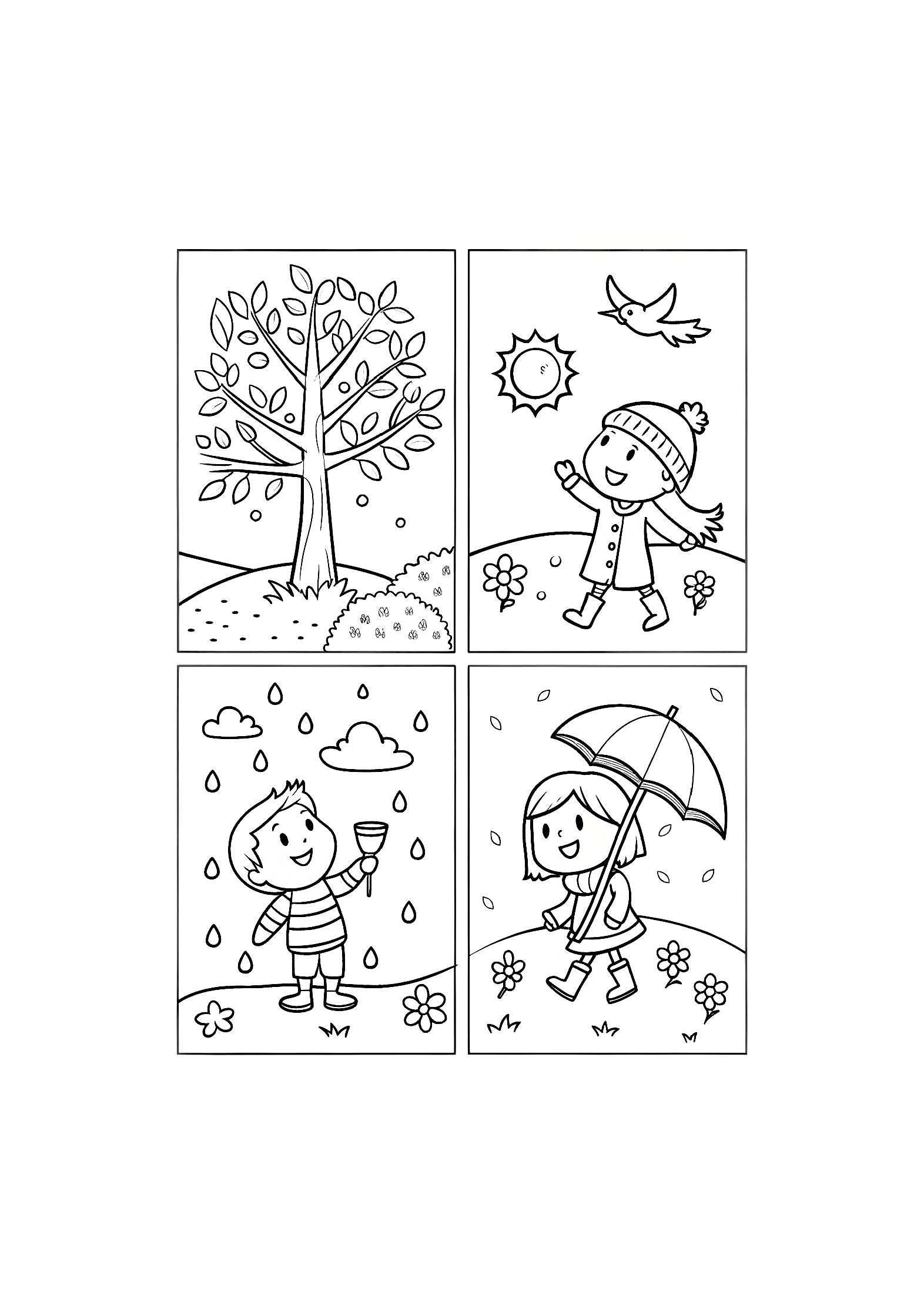 Seasons of the Year Coloring Book for Kids – 20 Printable A4 Pages – Fun and Educational Seasonal Illustrations – Digital PDF Download