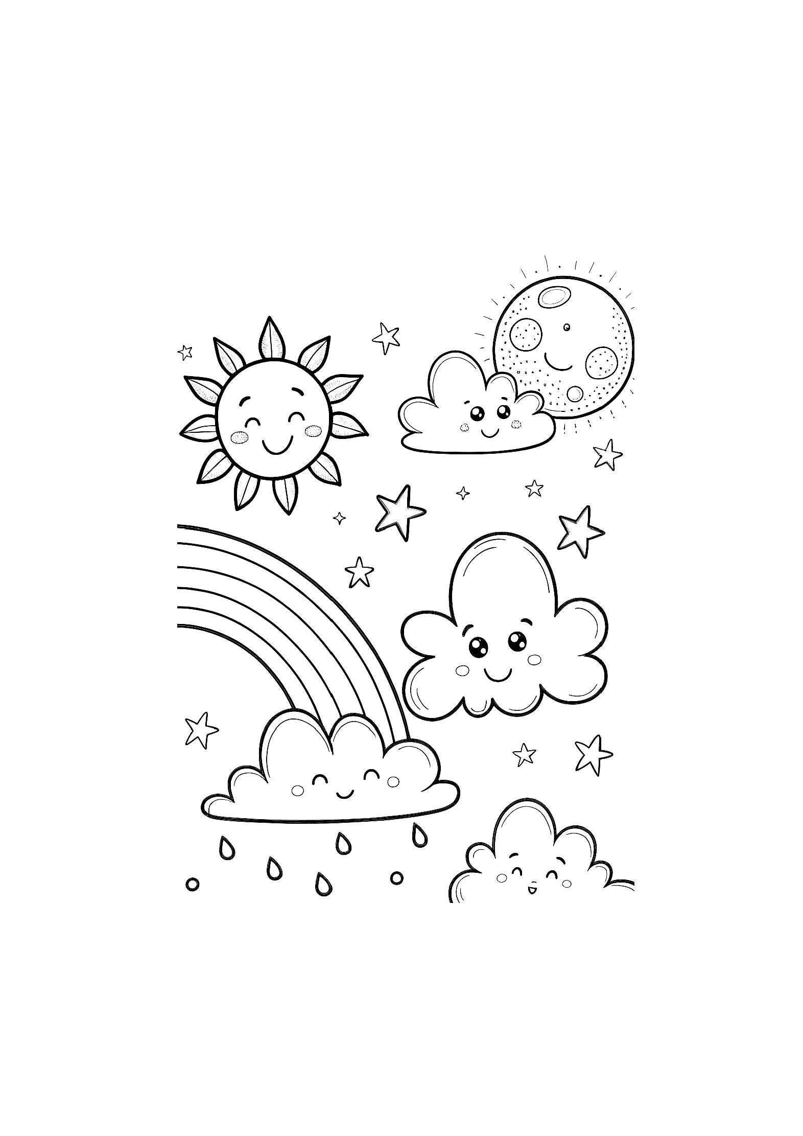Weather & Sky Coloring Book for Kids – 20 Printable A4 Pages – Educational and Fun Weather and Sky Illustrations – Digital PDF Download
