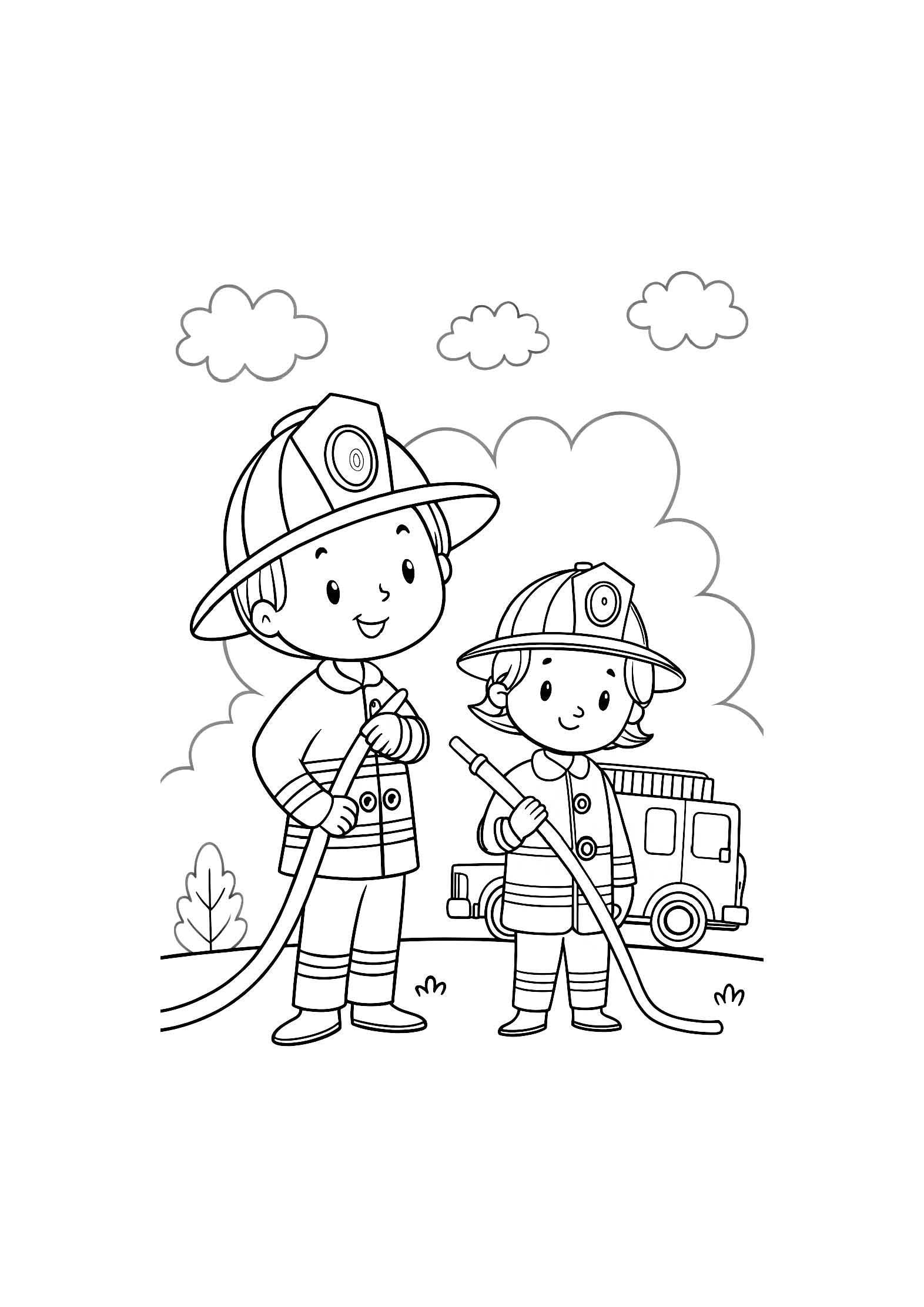 Firefighters Coloring Book for Kids – 20 Printable A4 Pages – Exciting and Educational Firefighter Illustrations – Digital PDF Download