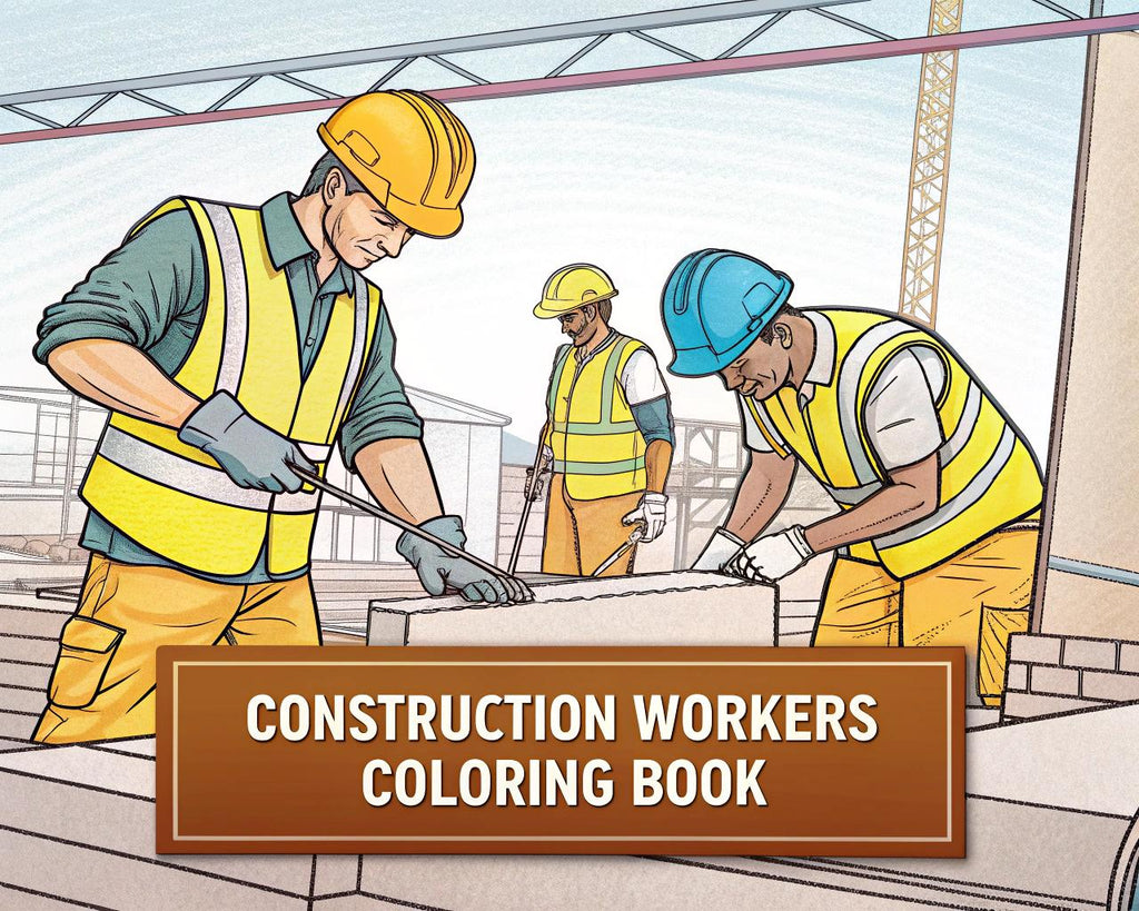 Construction Workers Coloring Book for Kids – 20 Printable A4 Pages – – Digital PDF Download