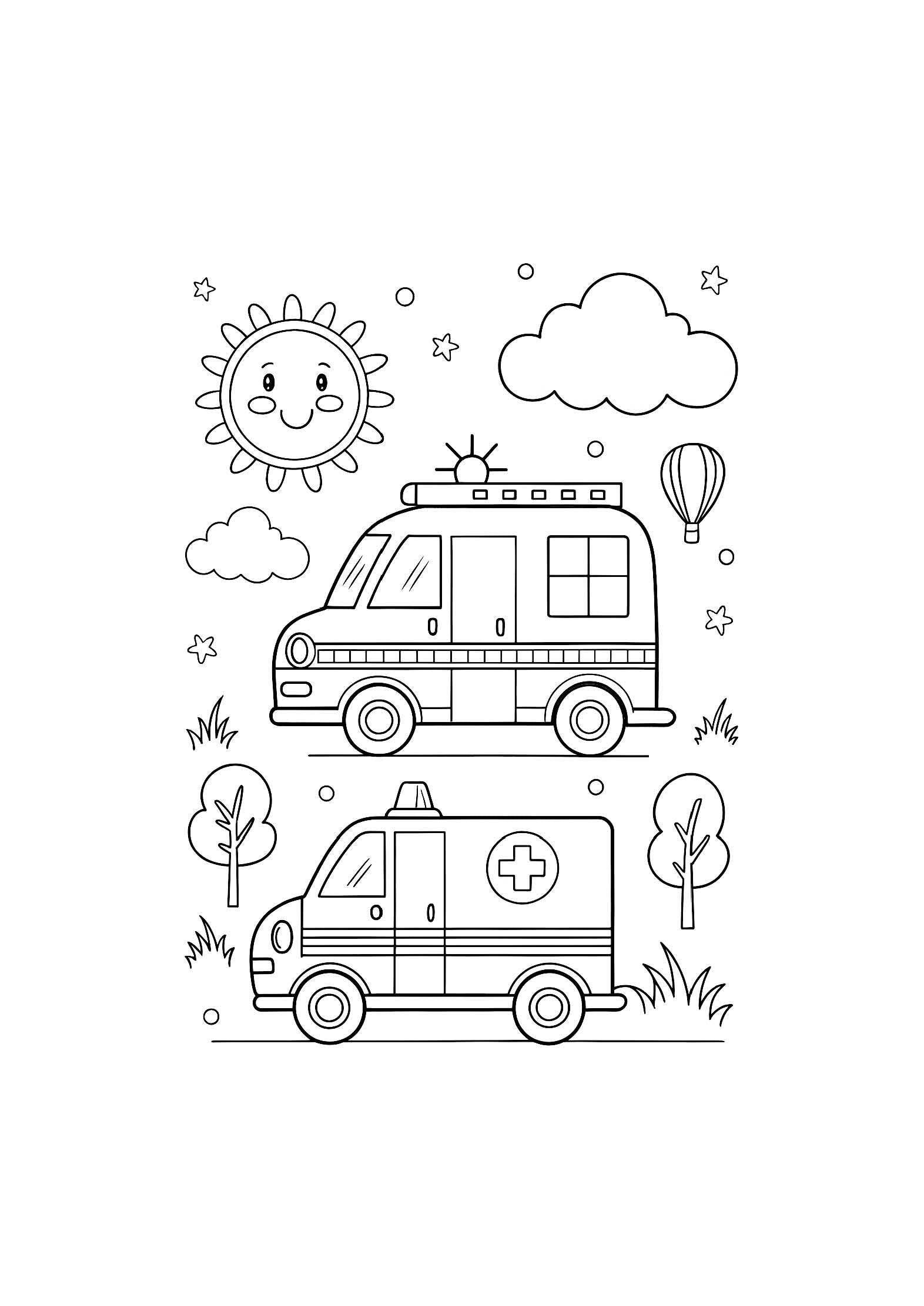 Emergency Vehicles Coloring Book for Kids – 20 Printable A4 Pages – Fire Trucks, Ambulances, Police Cars and More – Digital PDF Download