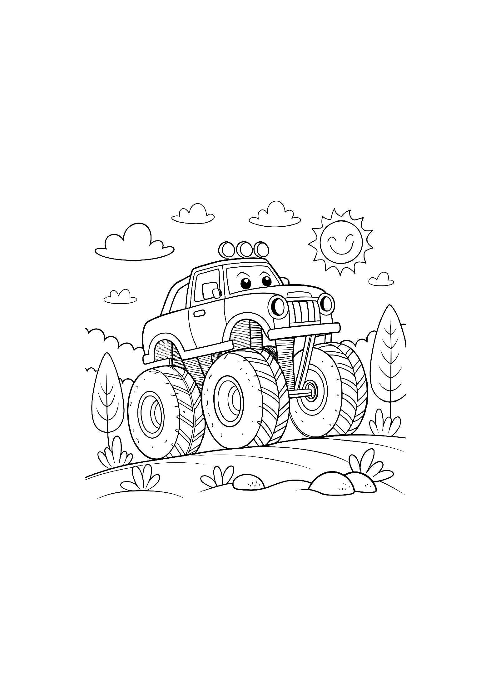 Monster Trucks Coloring Book for Kids – 20 Printable A4 Pages – Big and Bold Truck Illustrations – Digital PDF Download