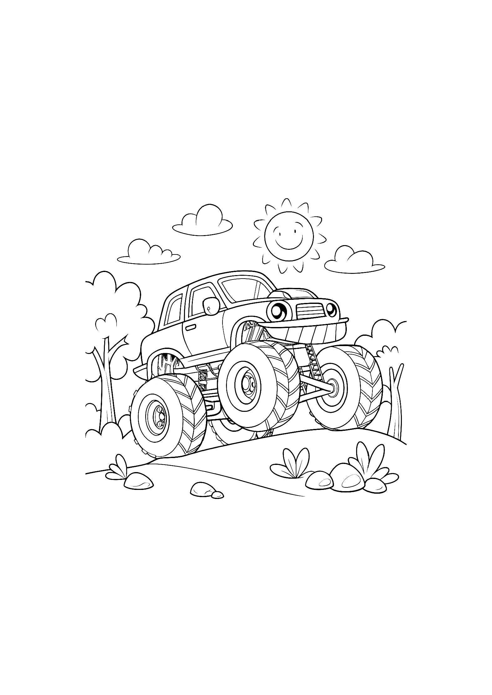 Monster Trucks Coloring Book for Kids – 20 Printable A4 Pages – Big and Bold Truck Illustrations – Digital PDF Download