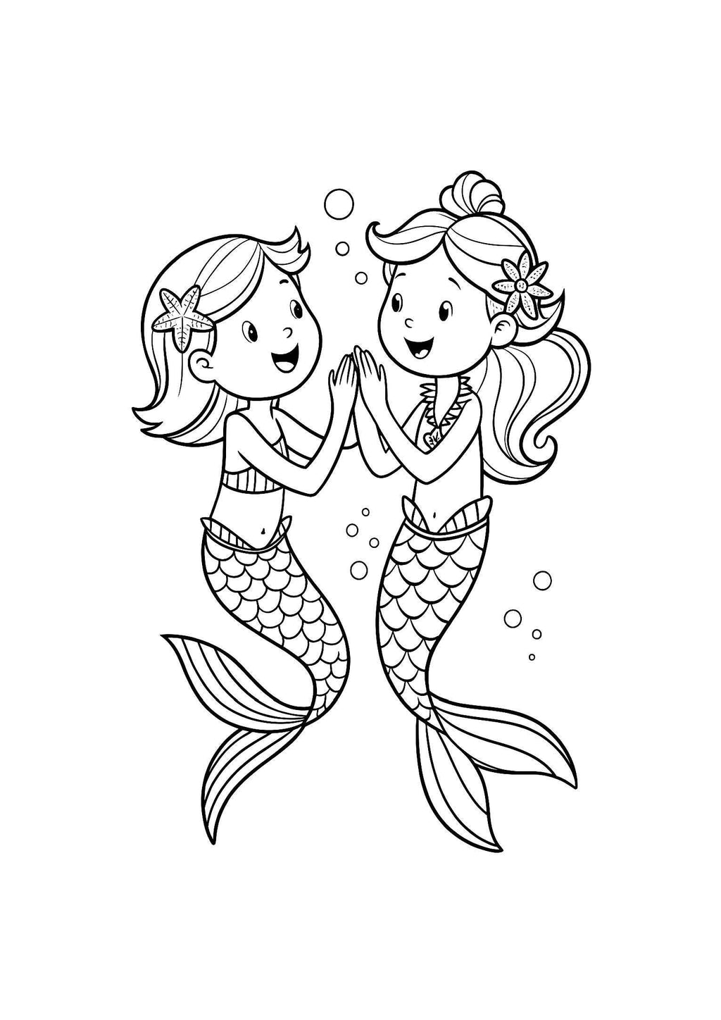 Mermaids Coloring Book for Kids – 20 Printable A4 Pages – Magical and Whimsical Mermaid Illustrations – Digital PDF Download