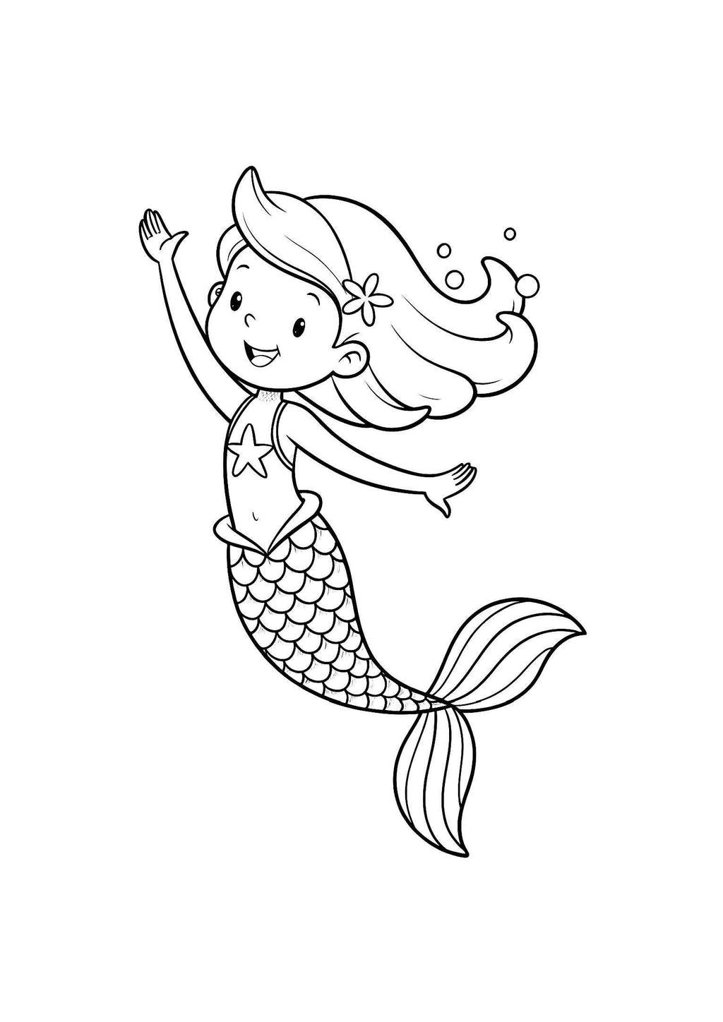 Mermaids Coloring Book for Kids – 20 Printable A4 Pages – Magical and Whimsical Mermaid Illustrations – Digital PDF Download