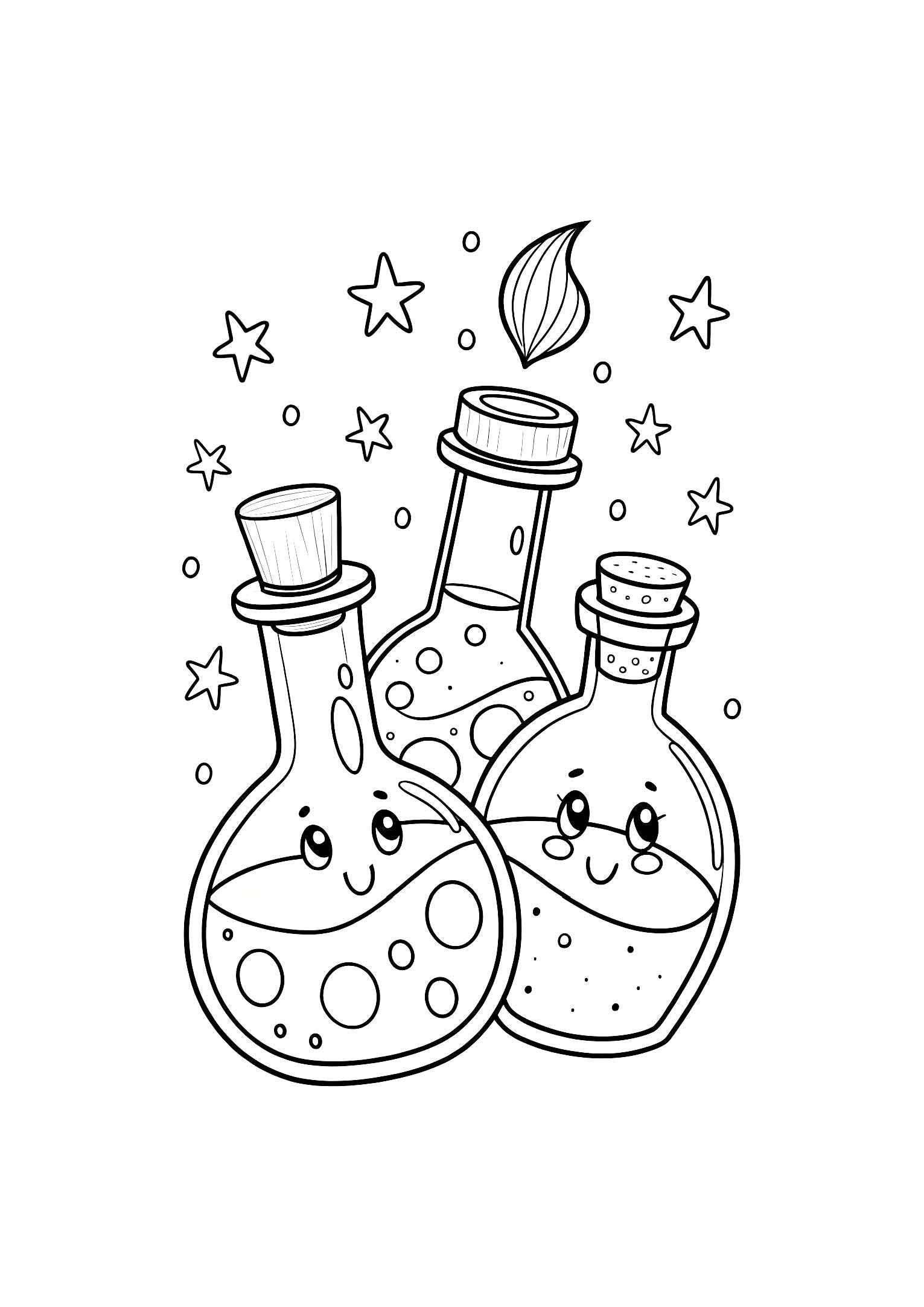 Magic Potions Coloring Book for Kids – 20 Printable A4 Pages – Enchanting and Whimsical Potion Illustrations – Digital PDF Download