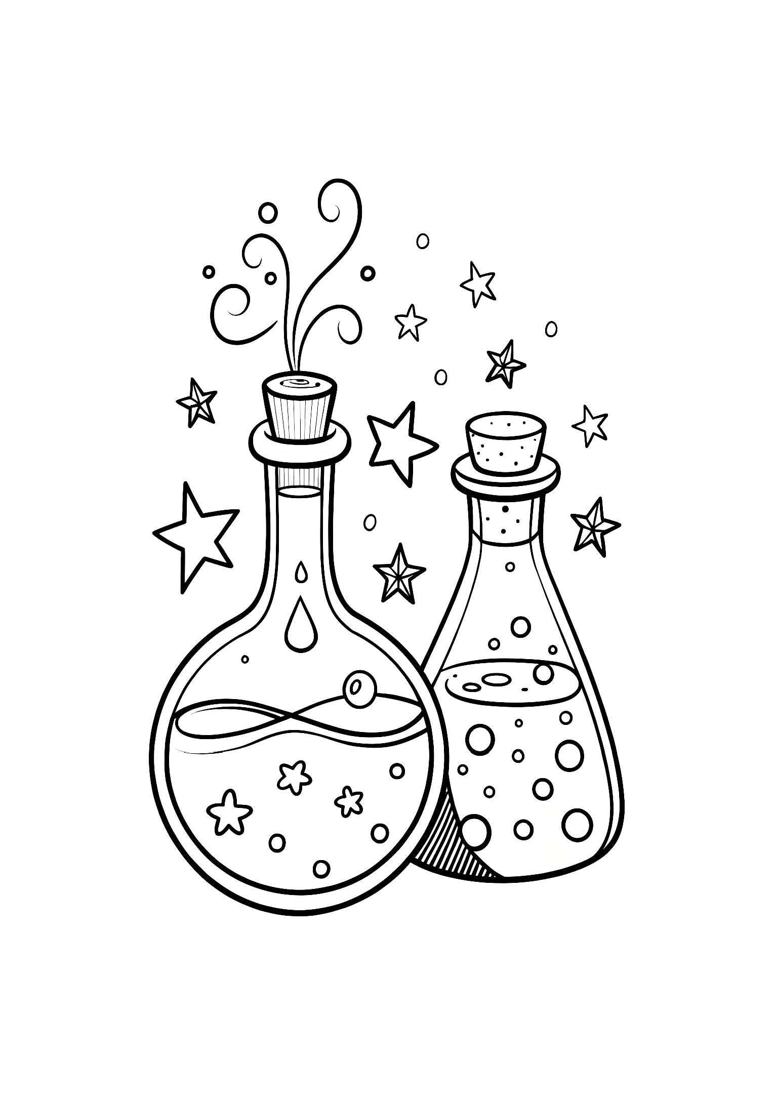 Magic Potions Coloring Book for Kids – 20 Printable A4 Pages – Enchanting and Whimsical Potion Illustrations – Digital PDF Download