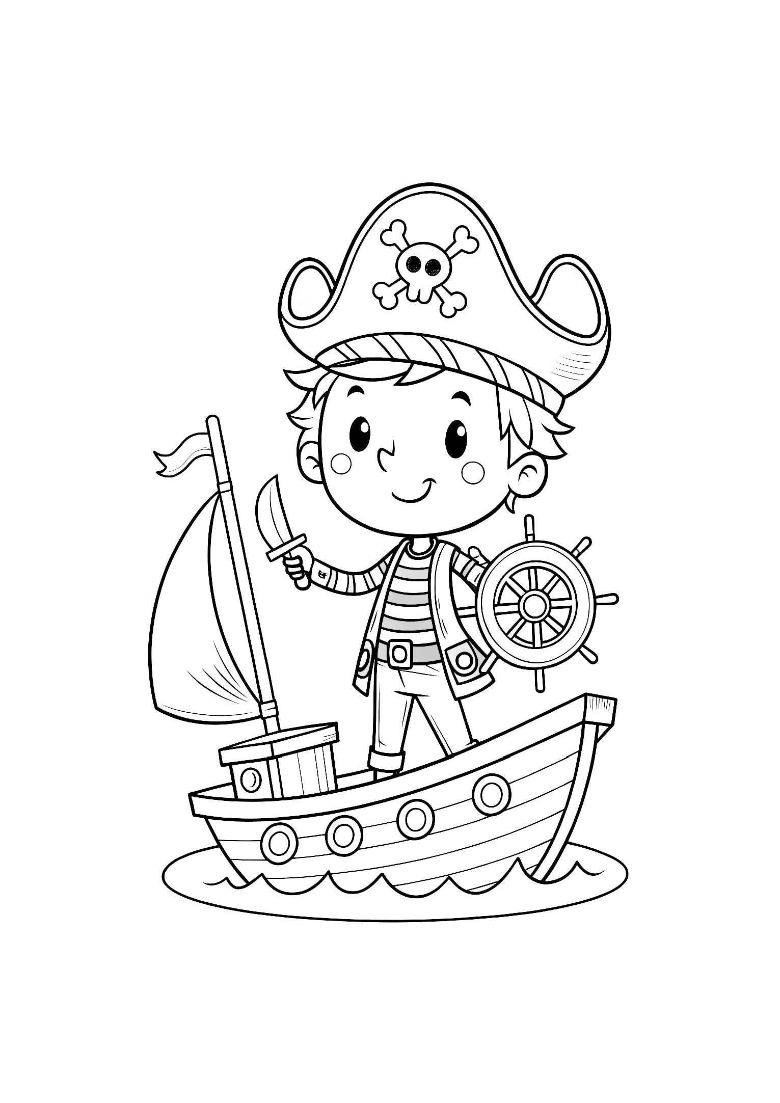 Pirate Adventures Coloring Book for Kids – 20 Printable A4 Pages – Exciting and Fun Pirate-Themed Illustrations – Digital PDF Download