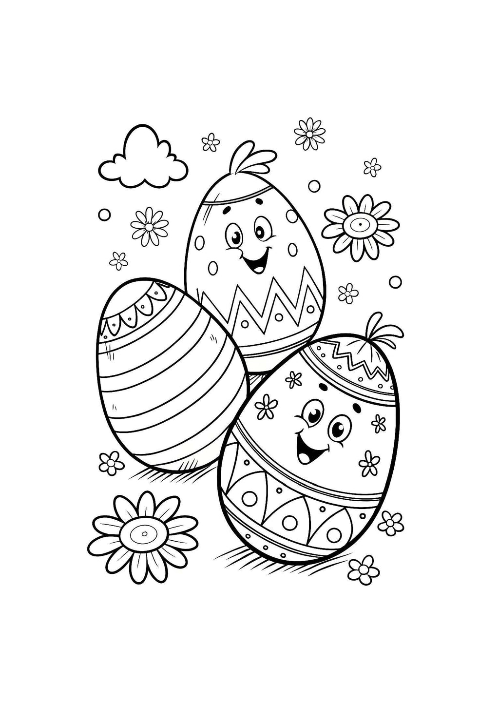 Easter Eggs Coloring Book for Kids – 20 Printable A4 Pages | Digital PDF Download