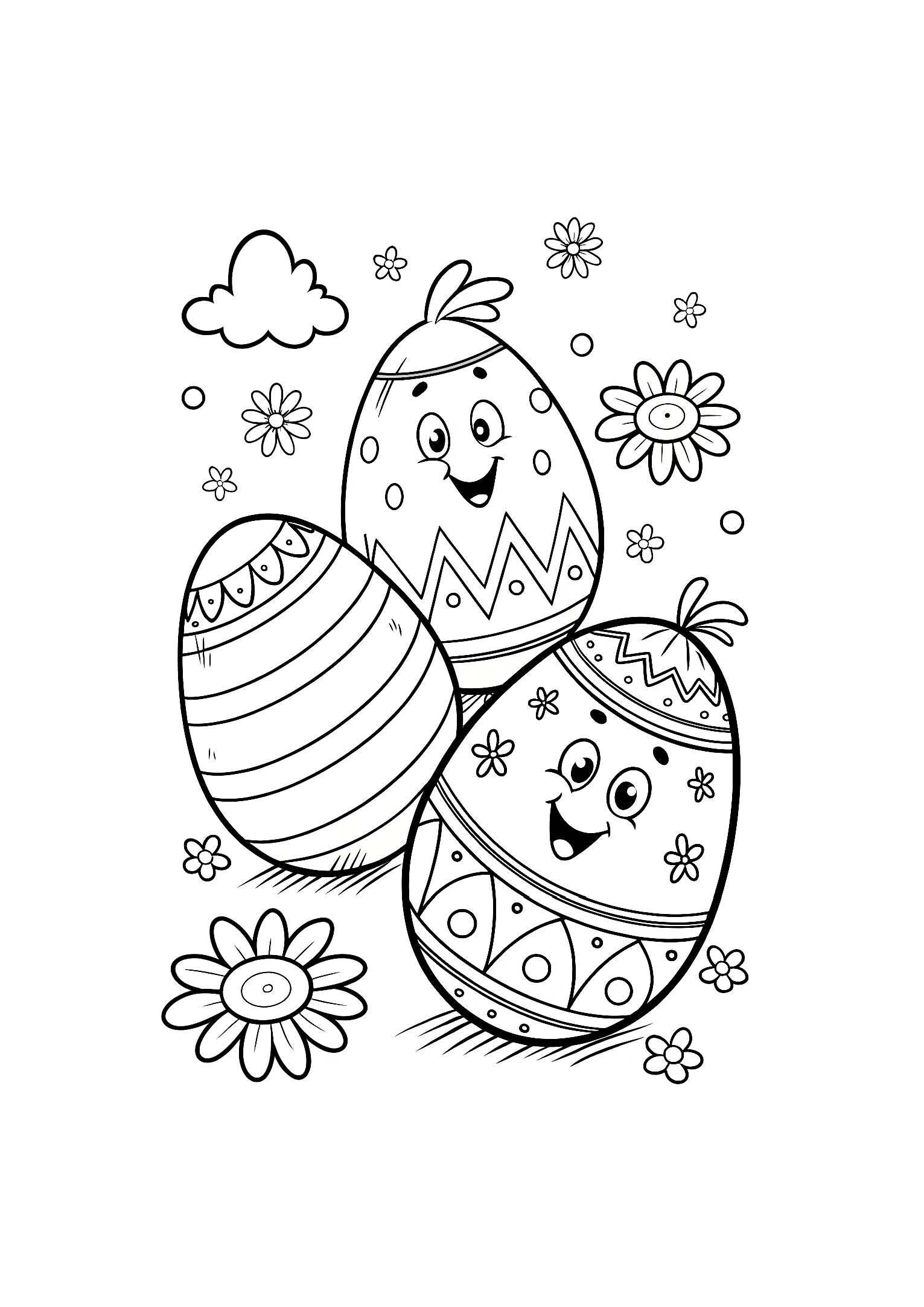 Easter Eggs Coloring Book for Kids – 20 Printable A4 Pages | Digital PDF Download