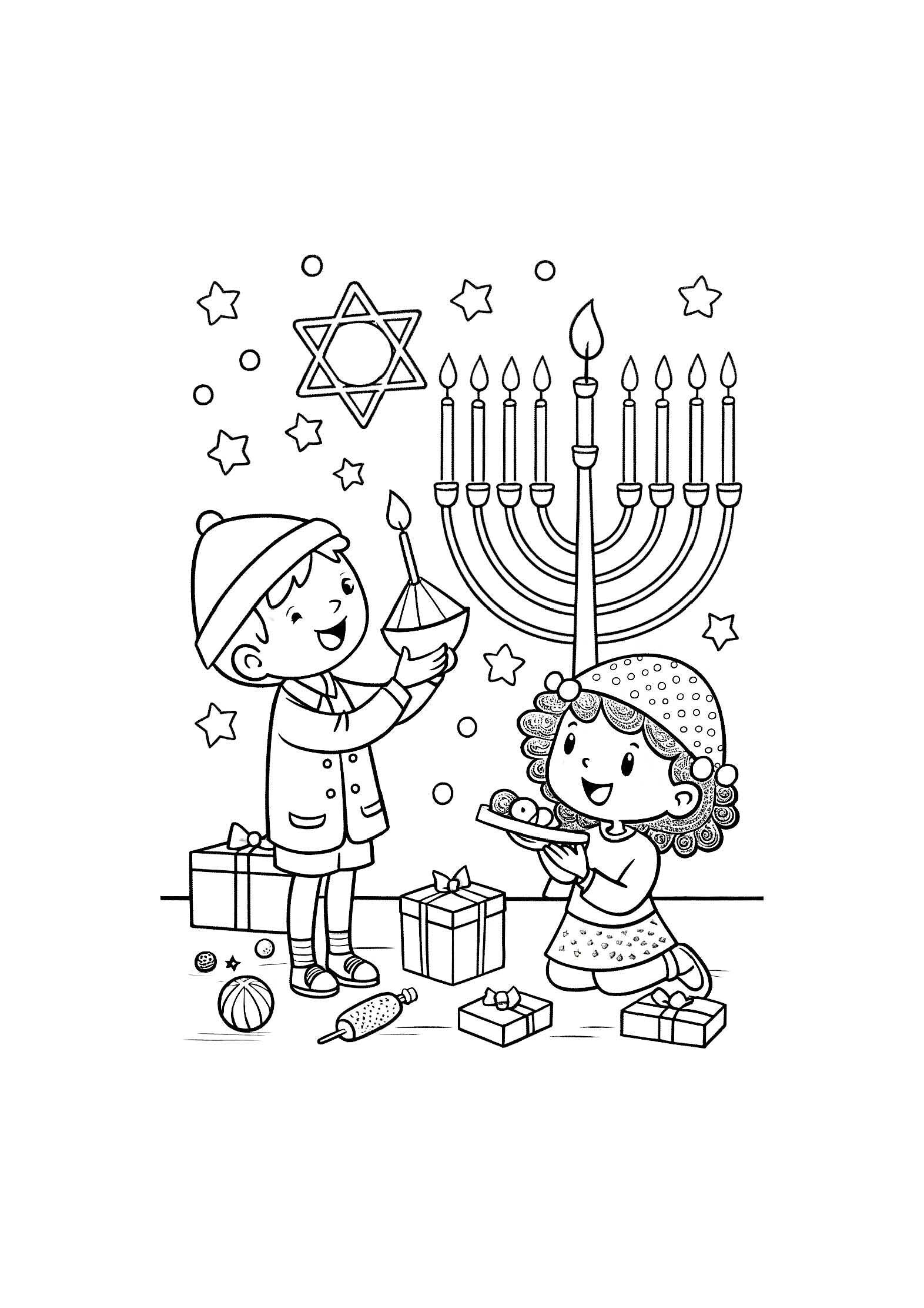 Hanukkah Coloring Book for Kids – 20 Printable A4 Pages | Digital PDF Download