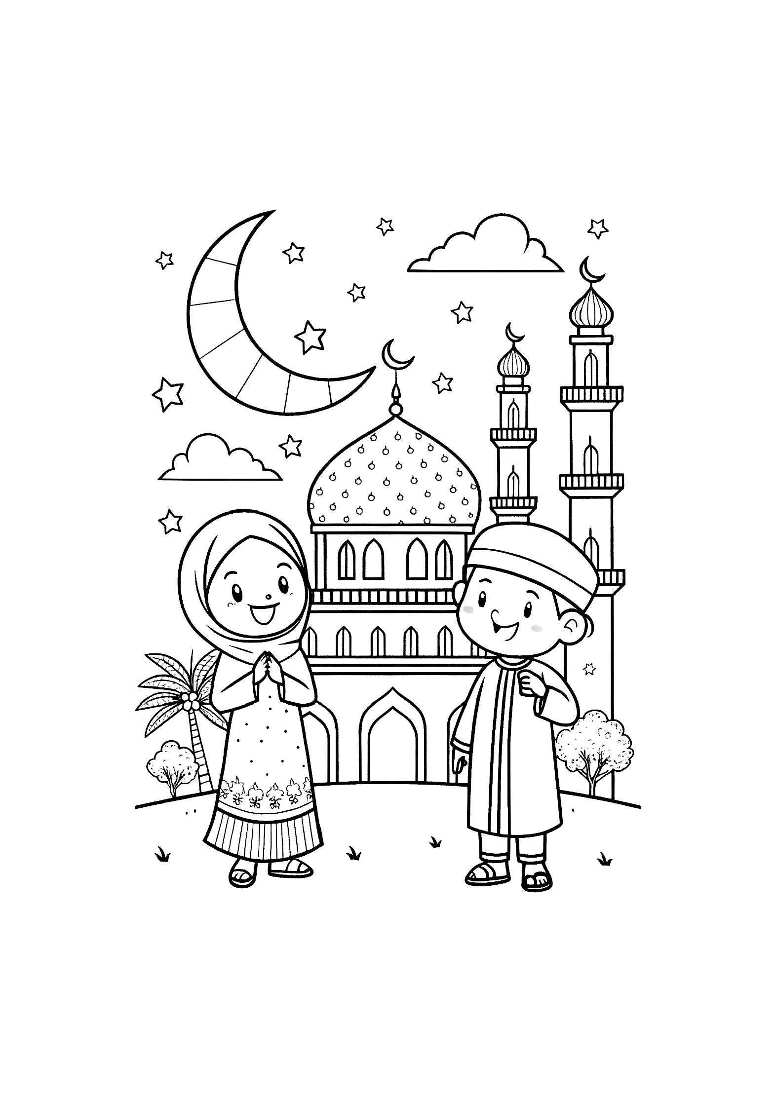Ramadan & Eid Coloring Book for Kids – 20 Printable A4 Pages | Digital PDF Download