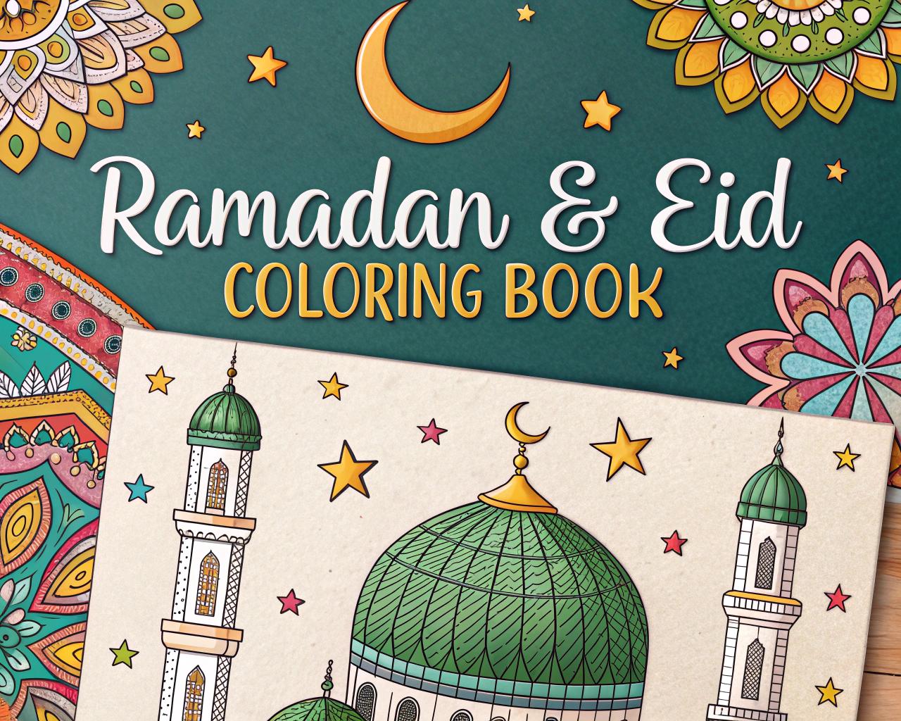 Ramadan & Eid Coloring Book for Kids – 20 Printable A4 Pages | Digital PDF Download