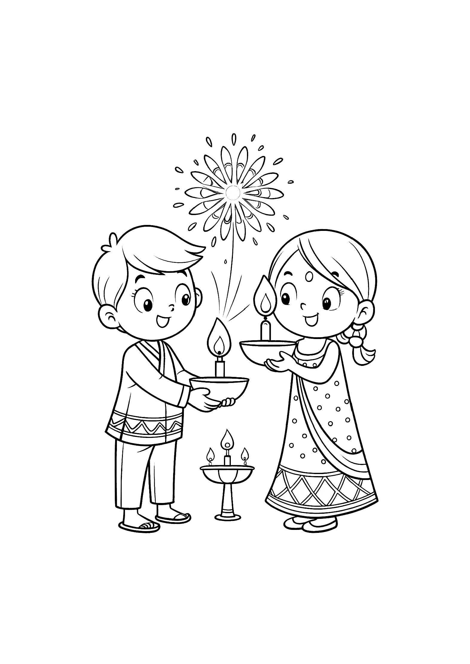 Diwali Coloring Book for Children – 20 Printable A4 Pages | Digital PDF Download