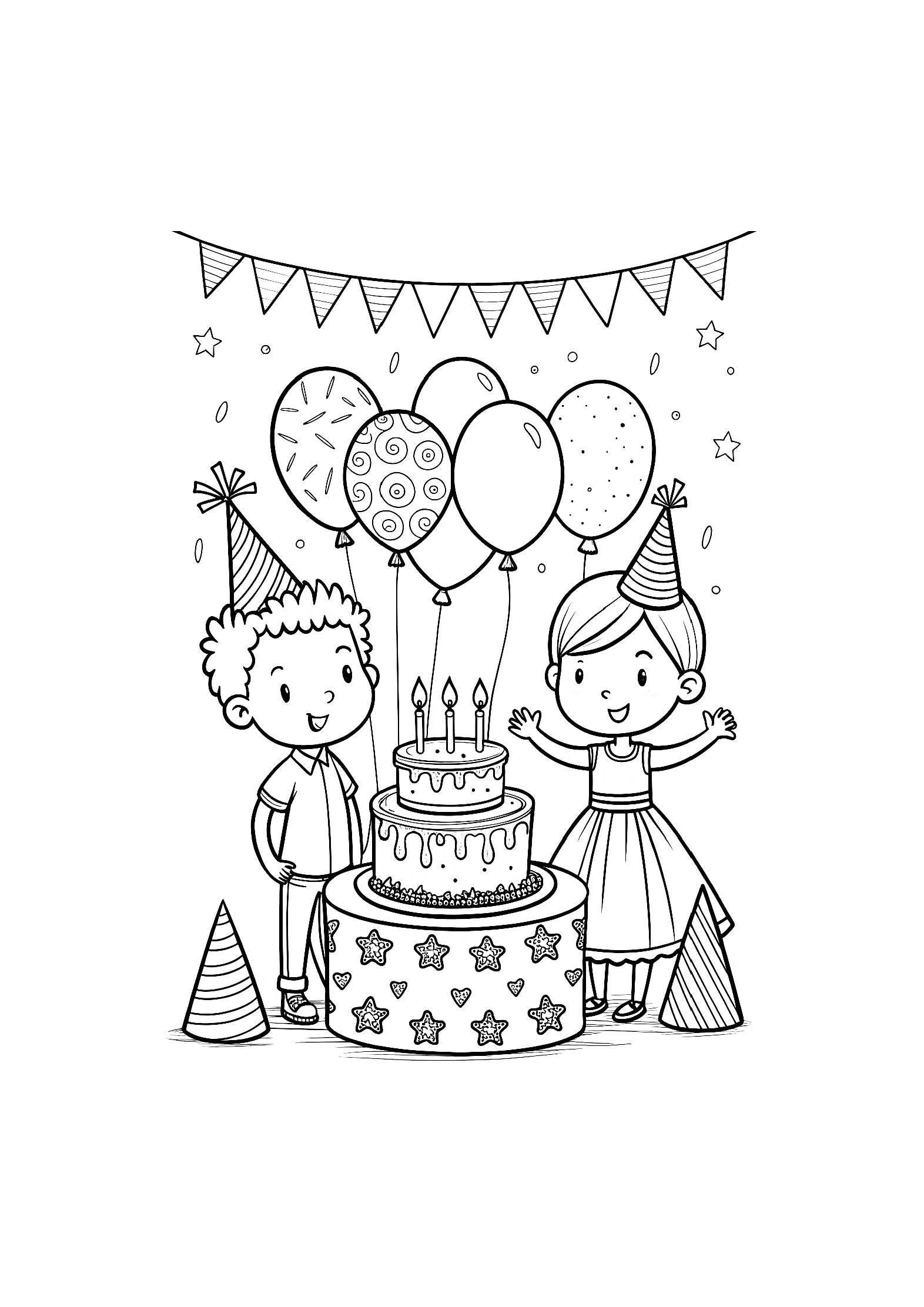 Birthday Party Coloring Book for Kids – 20 Printable A4 Pages | Digital PDF Download