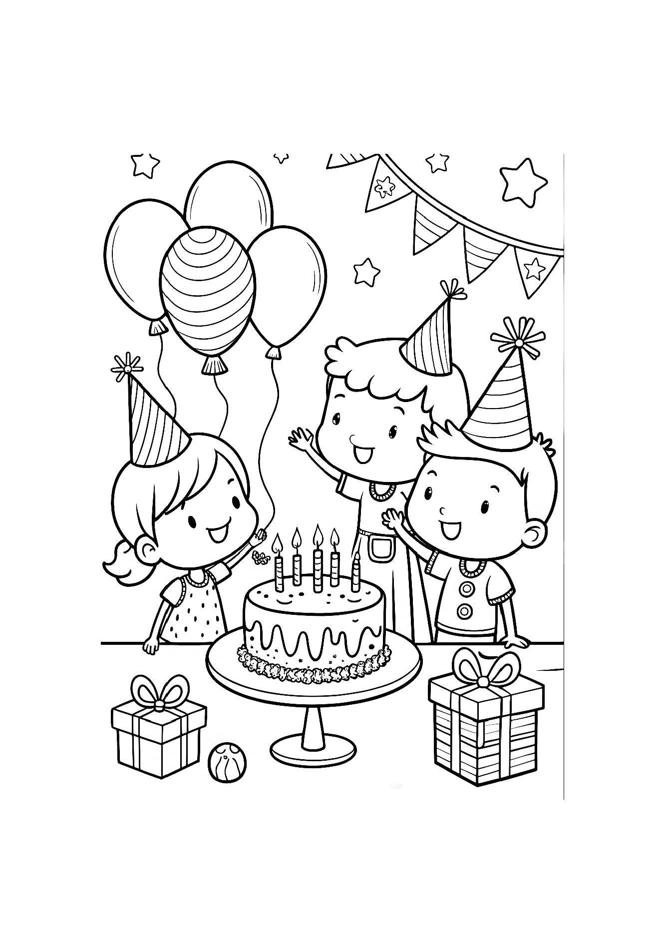 Birthday Party Coloring Book for Kids – 20 Printable A4 Pages | Digital PDF Download