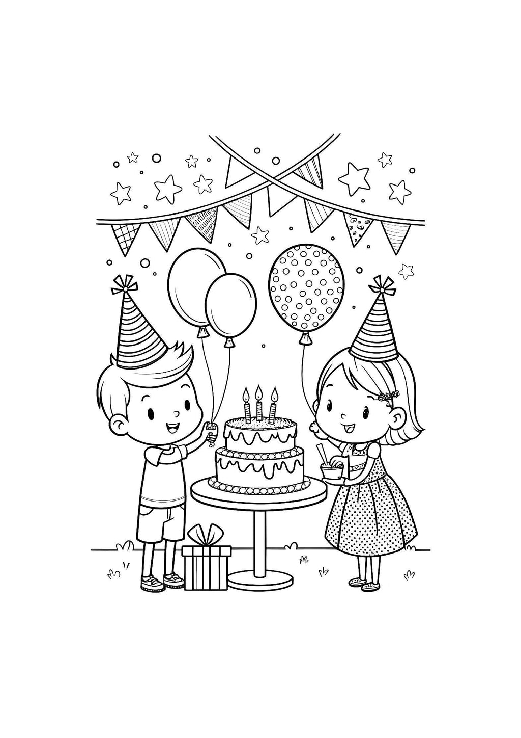 Birthday Party Coloring Book for Kids – 20 Printable A4 Pages | Digital PDF Download