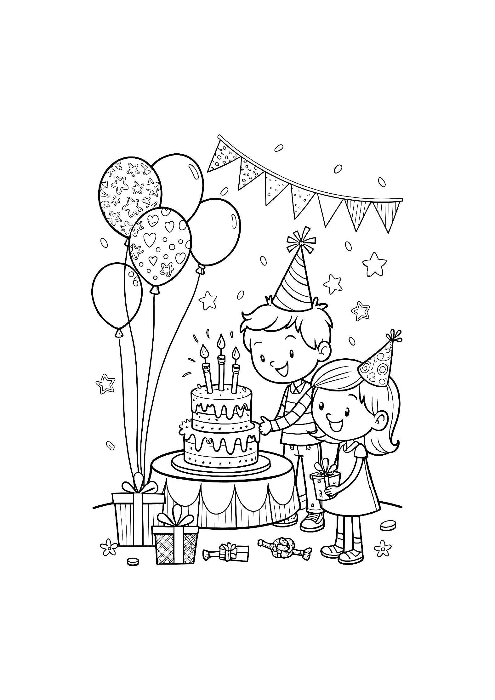 Birthday Party Coloring Book for Kids – 20 Printable A4 Pages | Digital PDF Download