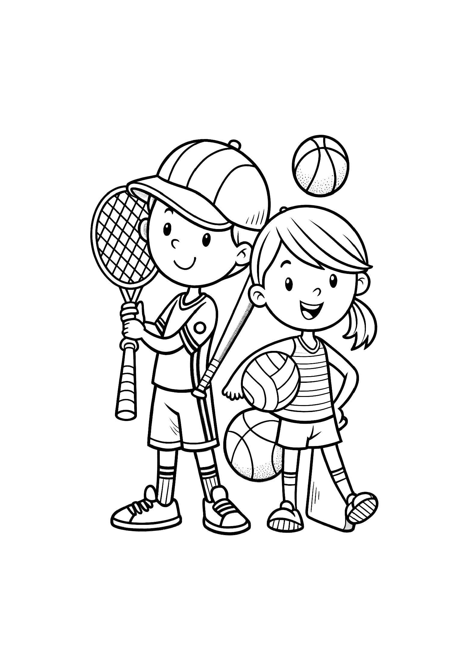 Sports & Games Coloring Book for Kids – 20 Printable A4 Pages | Digital PDF Download