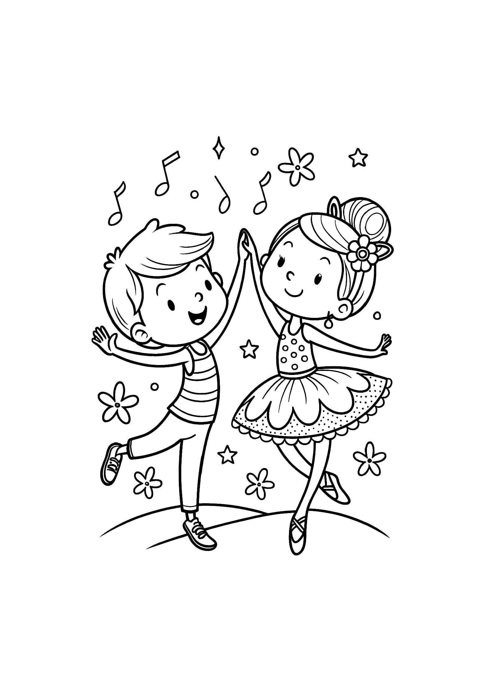 Dance & Ballet Coloring Book for Kids – 20 Printable A4 Pages | Digital PDF Download