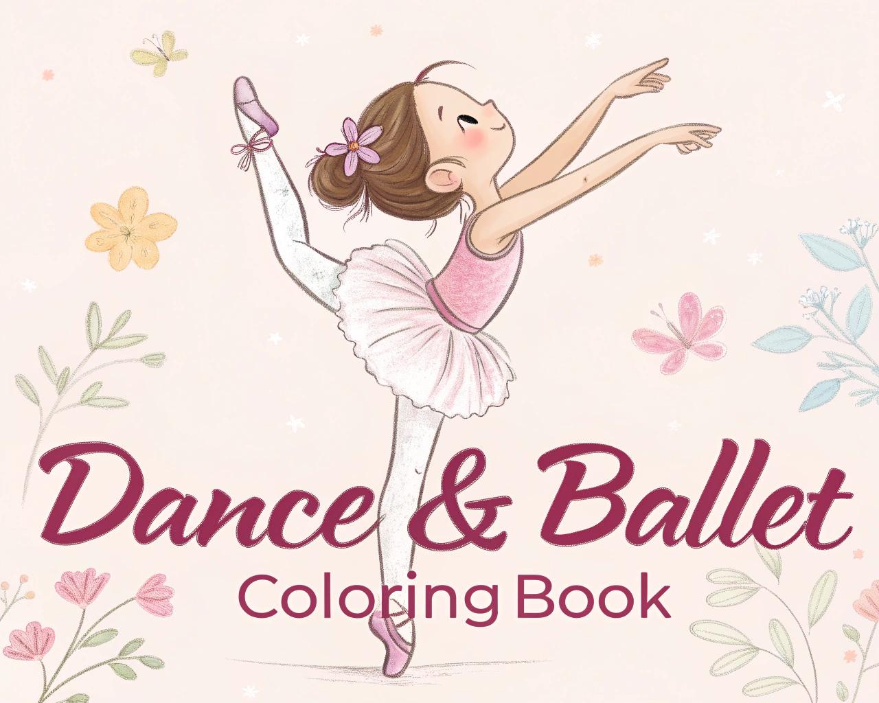 Dance & Ballet Coloring Book for Kids – 20 Printable A4 Pages | Digital PDF Download