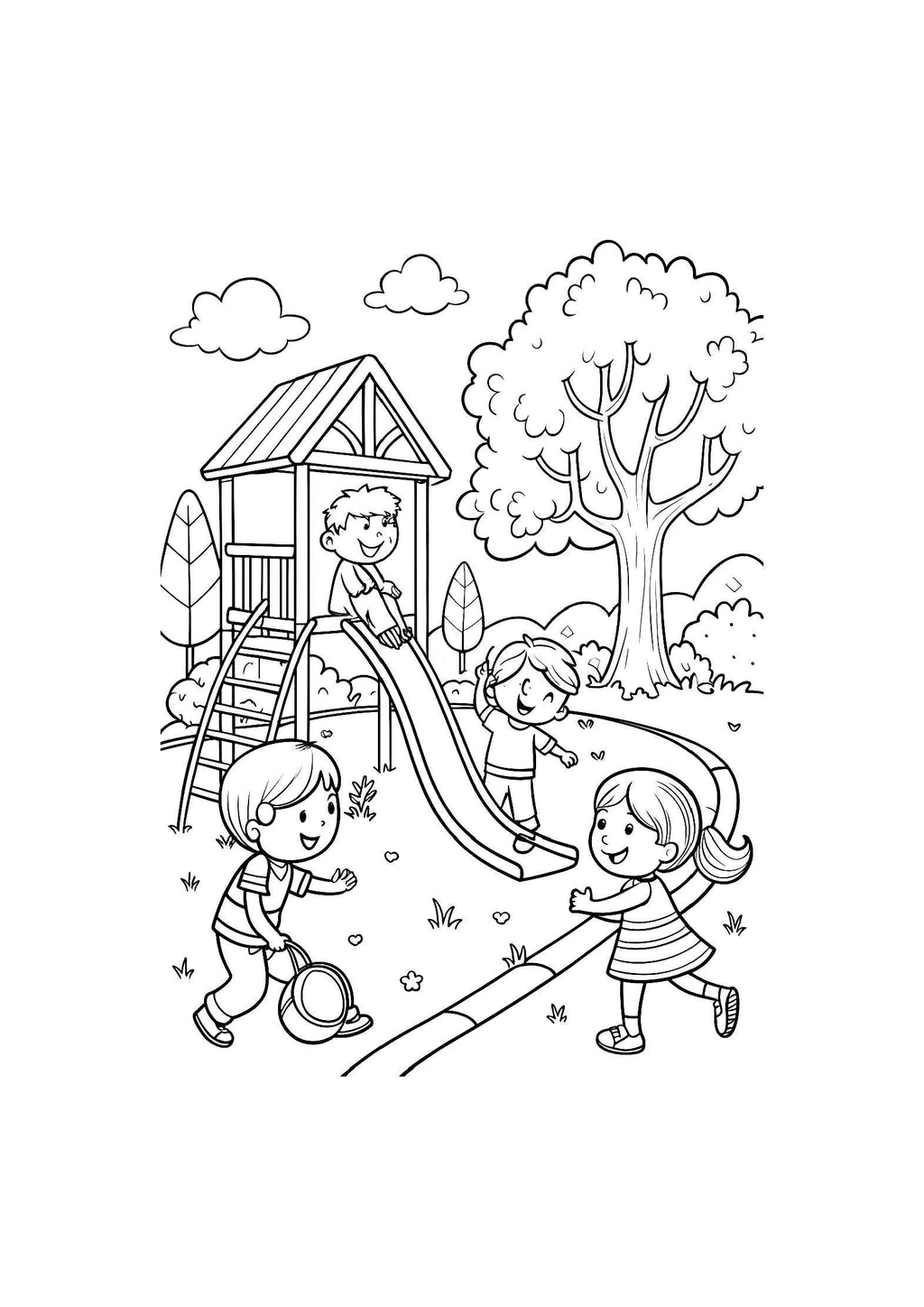 At the Park Coloring Book for Kids – 20 Printable A4 Pages | Digital PDF Download