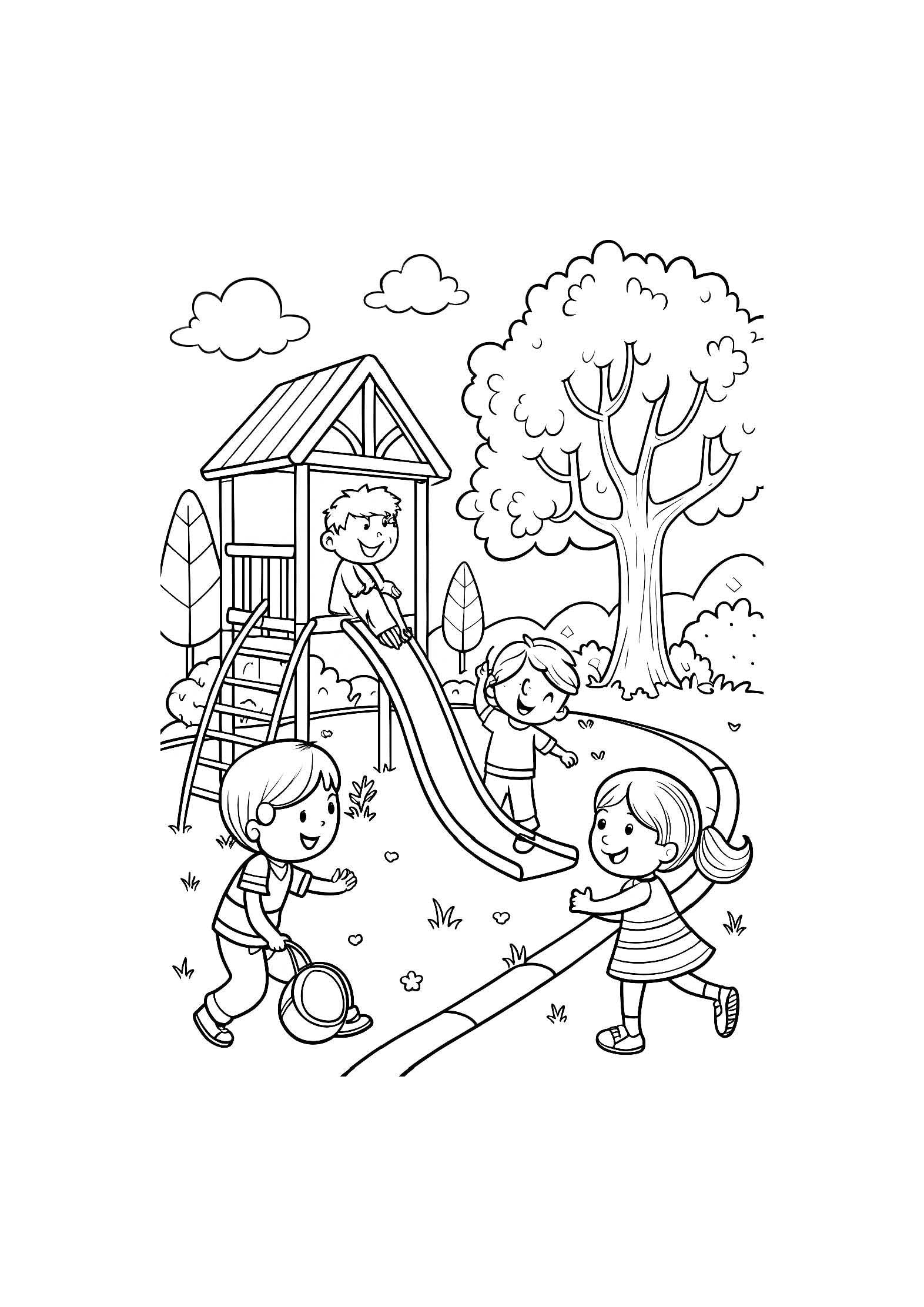 At the Park Coloring Book for Kids – 20 Printable A4 Pages | Digital PDF Download