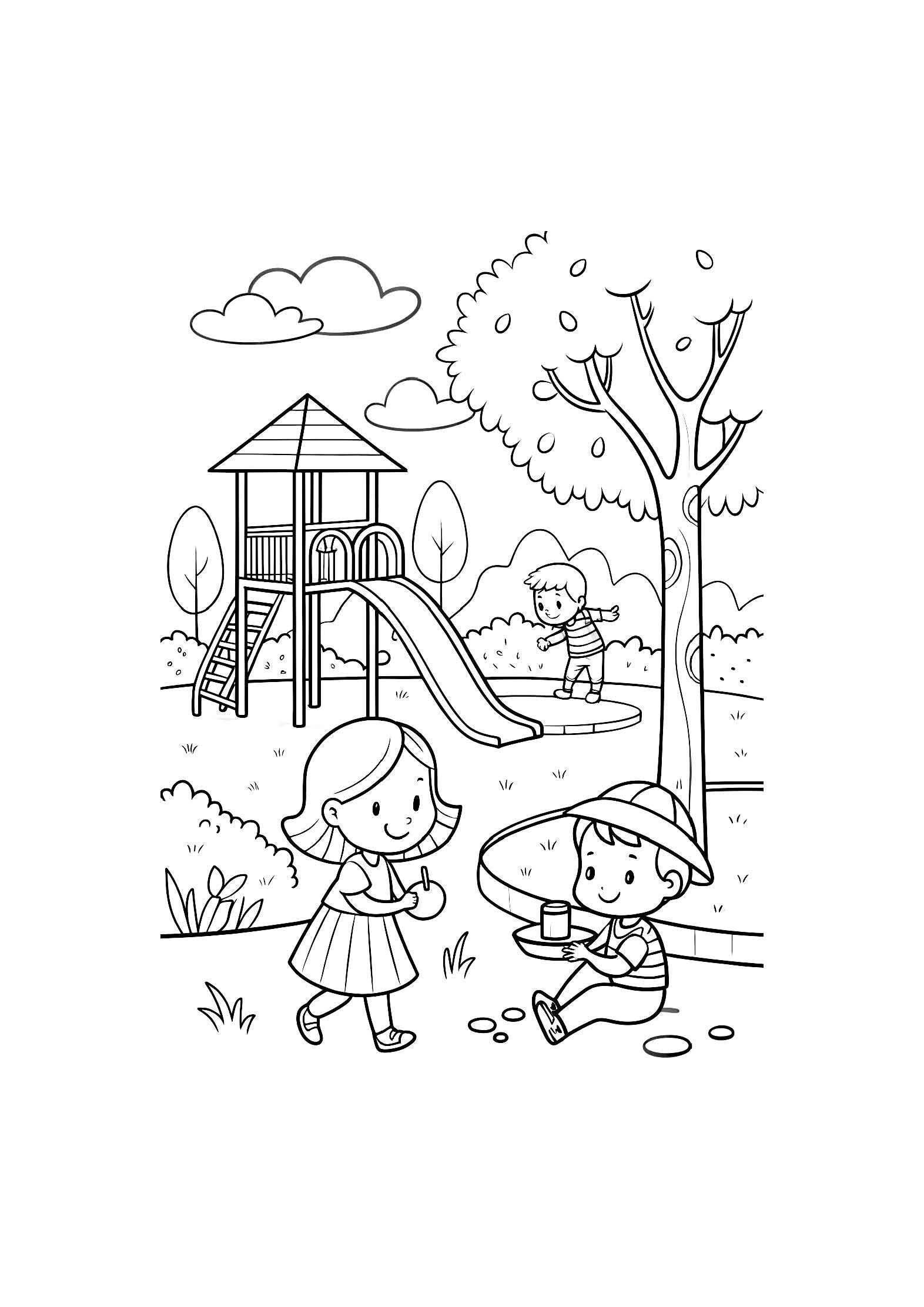 At the Park Coloring Book for Kids – 20 Printable A4 Pages | Digital PDF Download