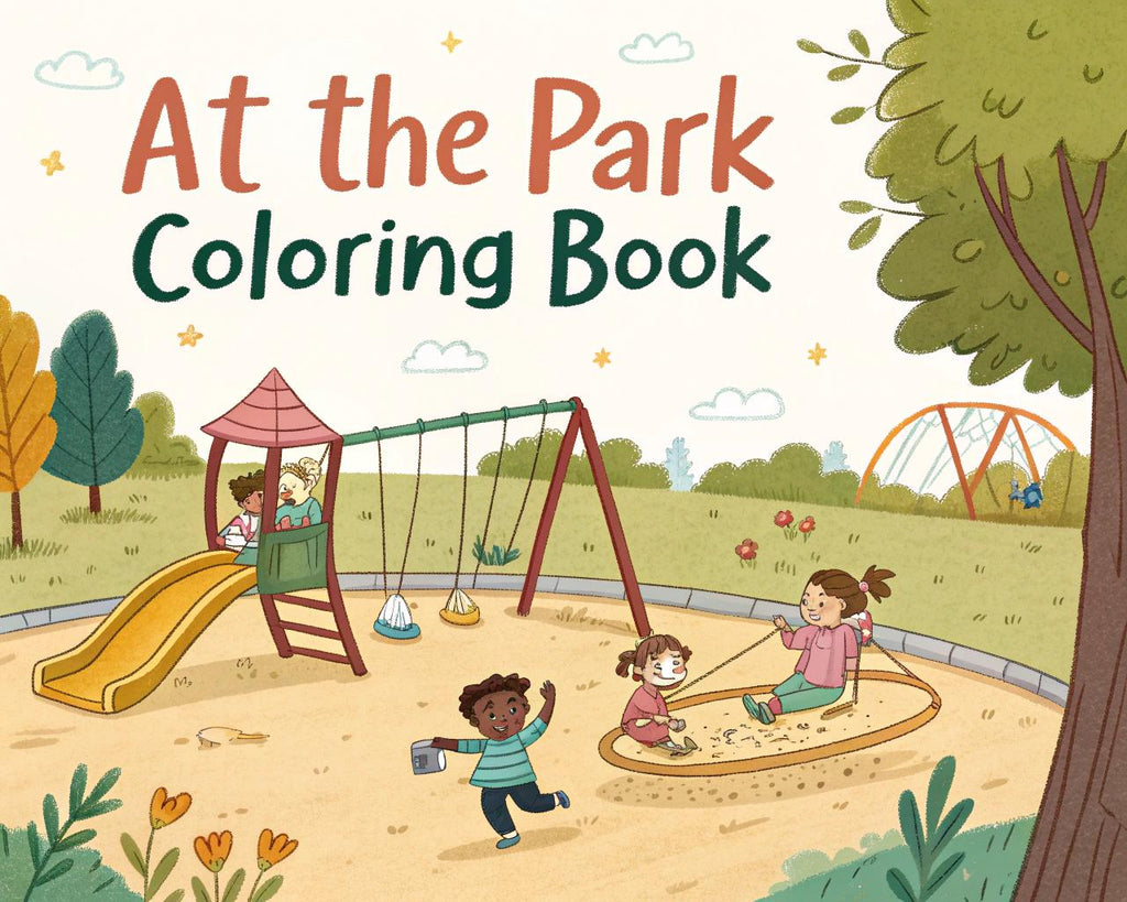 At the Park Coloring Book for Kids – 20 Printable A4 Pages | Digital PDF Download