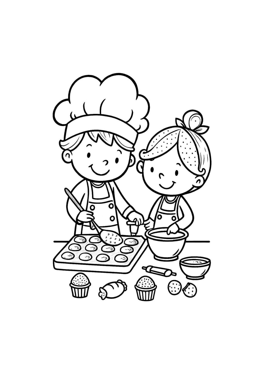 Baking & Cooking Coloring Book – 20 Printable A4 Pages | Digital PDF Download