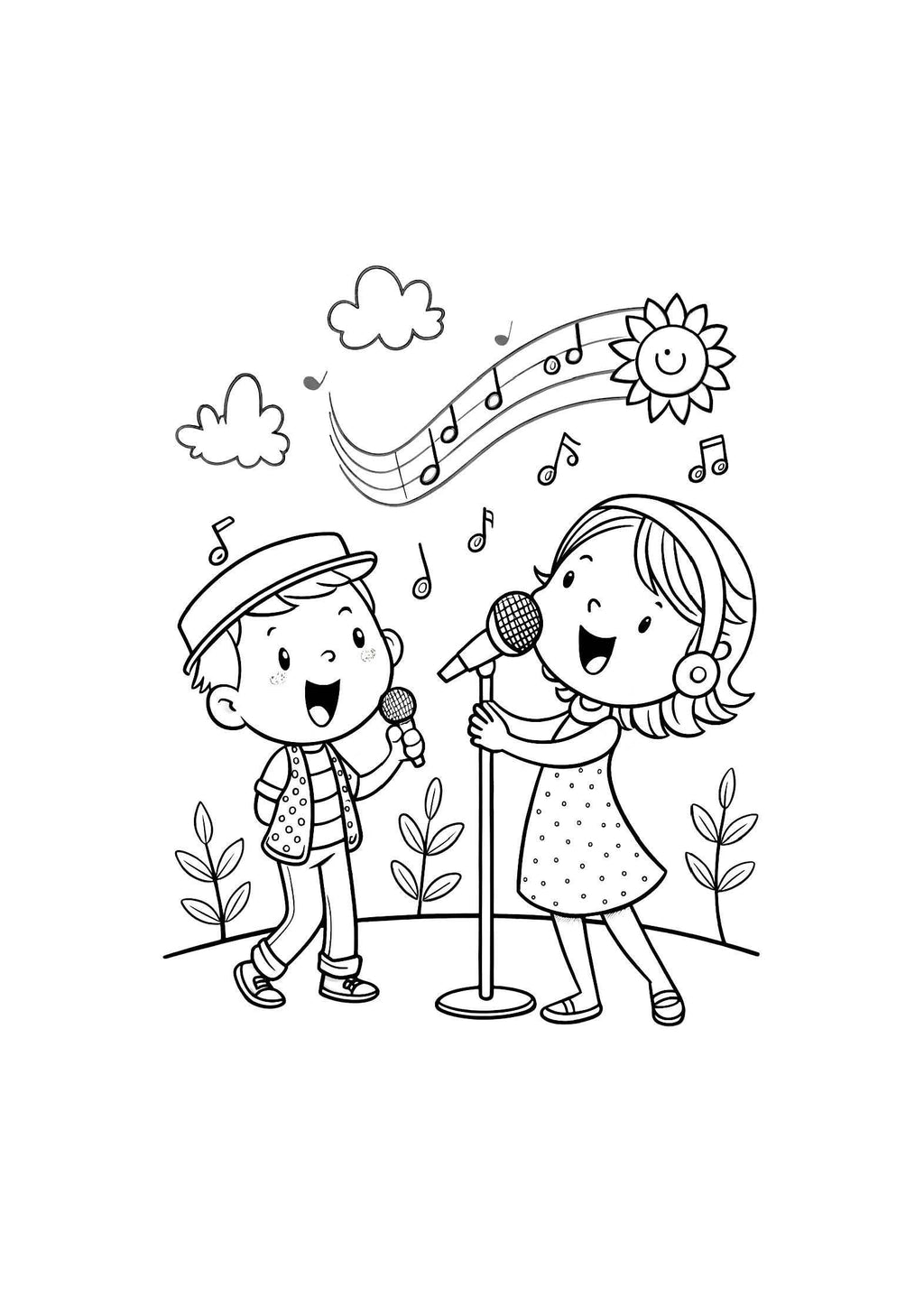 Music & Singing Coloring Book – 20 Printable A4 Pages | Digital PDF Download