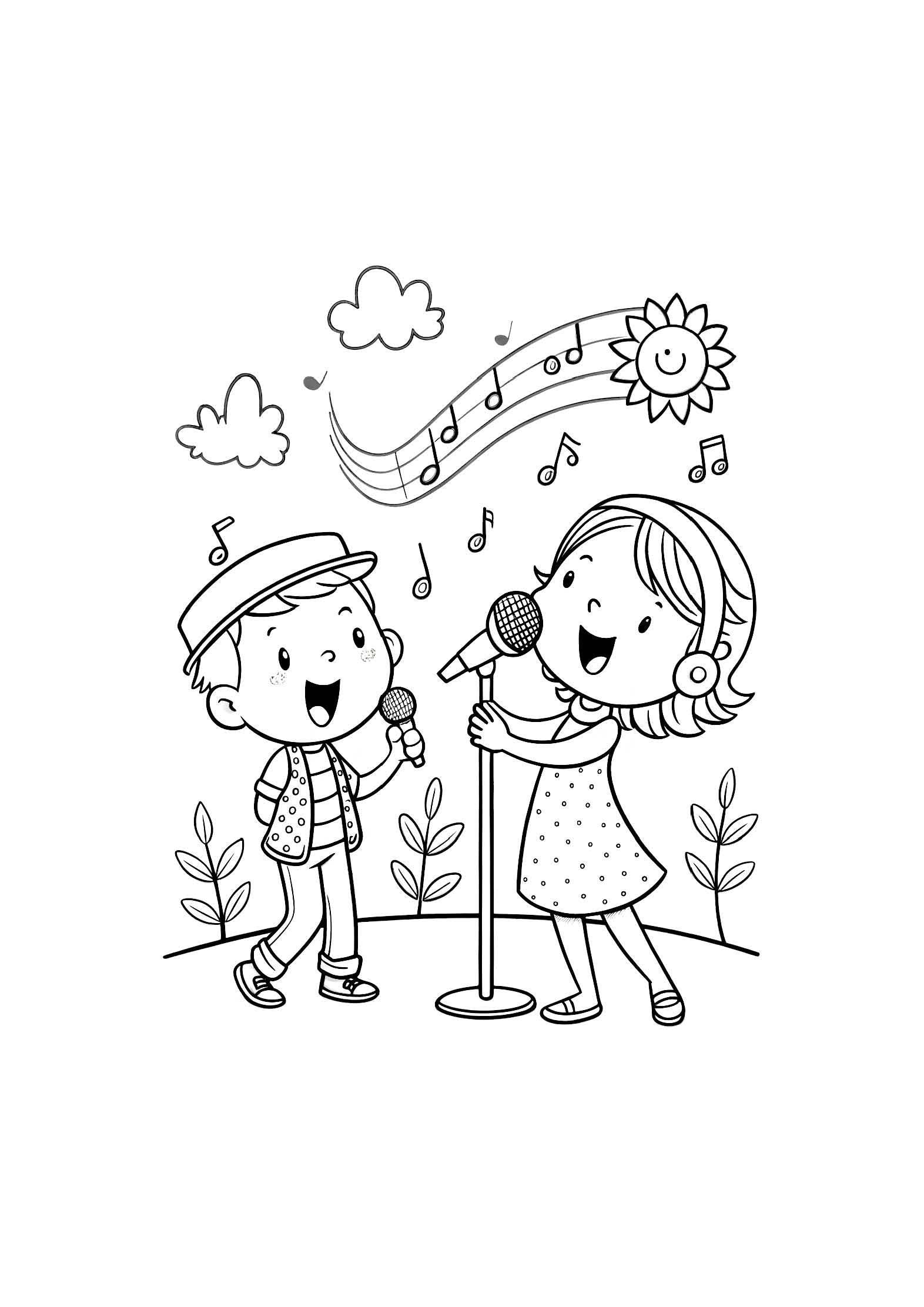 Music & Singing Coloring Book – 20 Printable A4 Pages | Digital PDF Download
