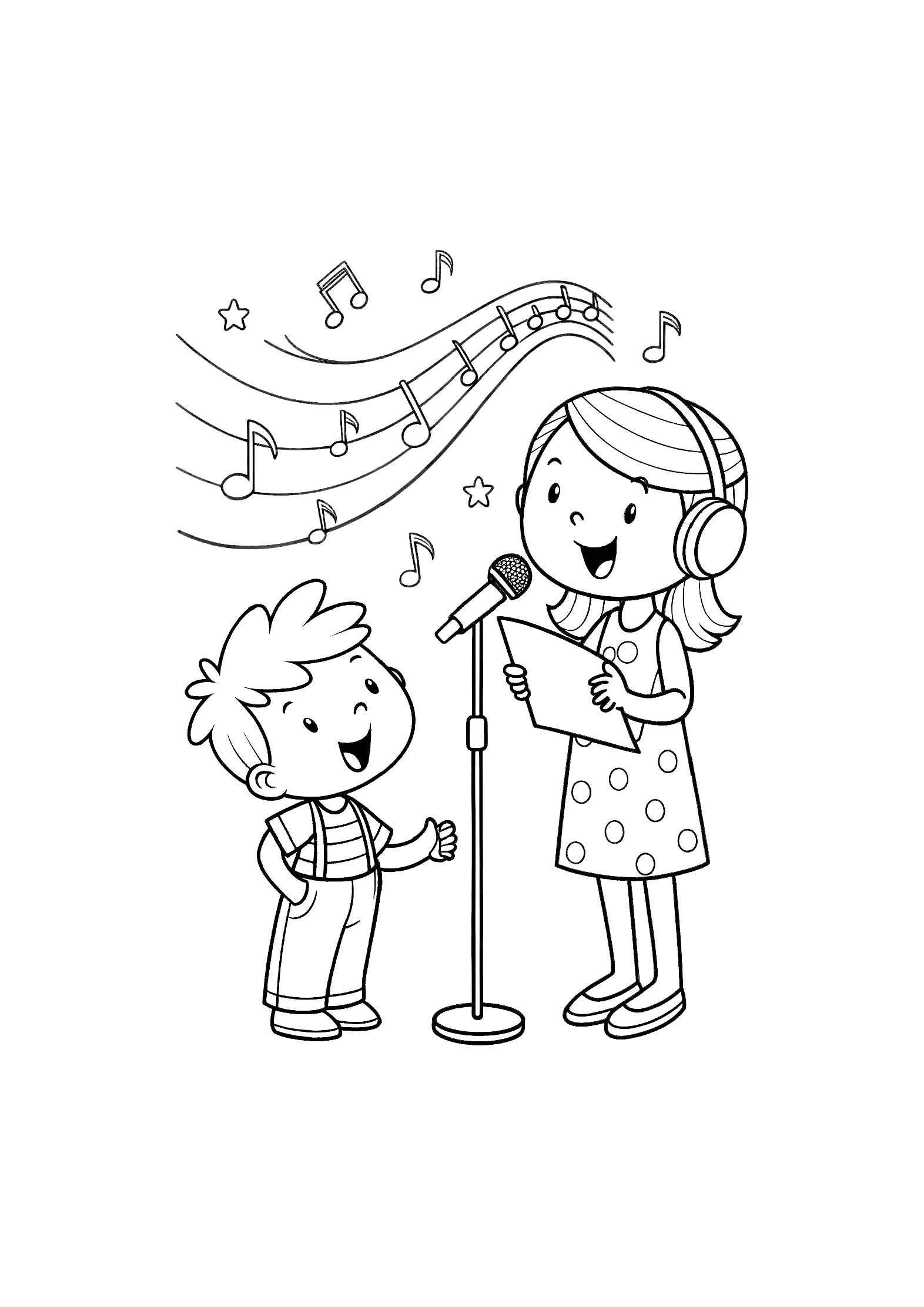 Music & Singing Coloring Book – 20 Printable A4 Pages | Digital PDF Download