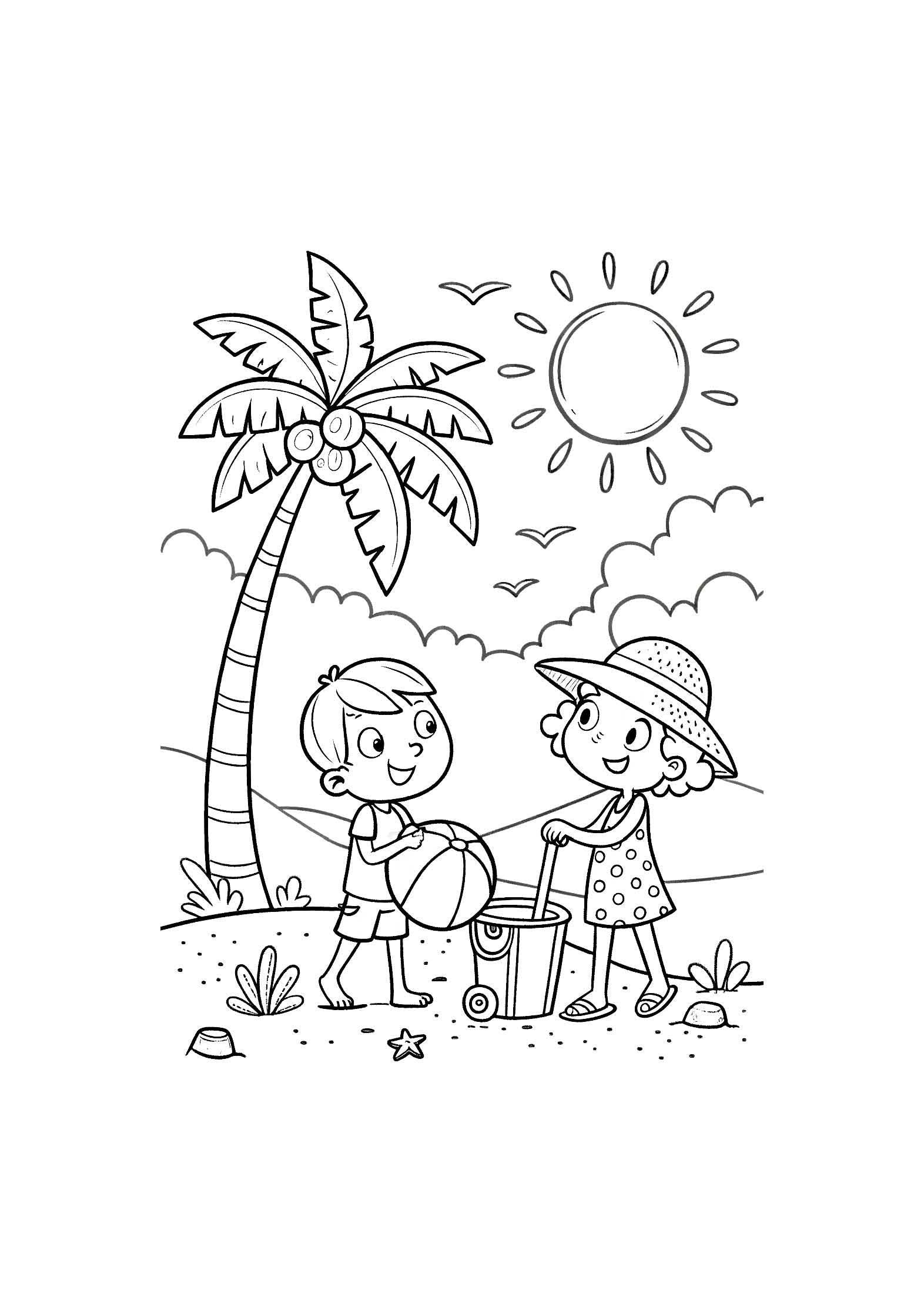 Summer Vacation Coloring Book – 20 Printable A4 Pages | Digital PDF Download