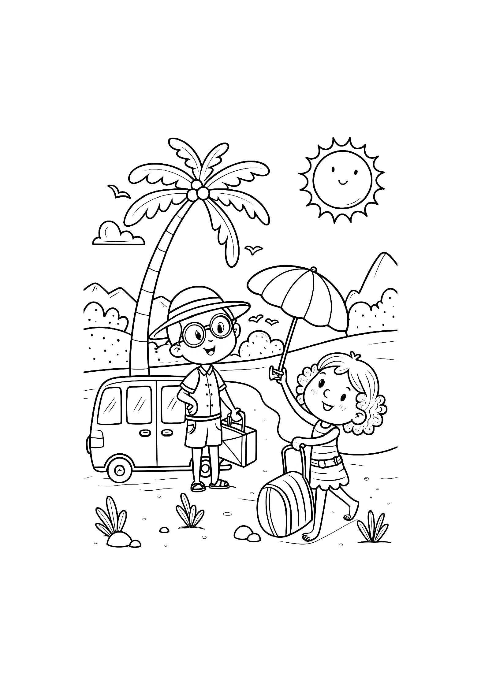 Summer Vacation Coloring Book – 20 Printable A4 Pages | Digital PDF Download