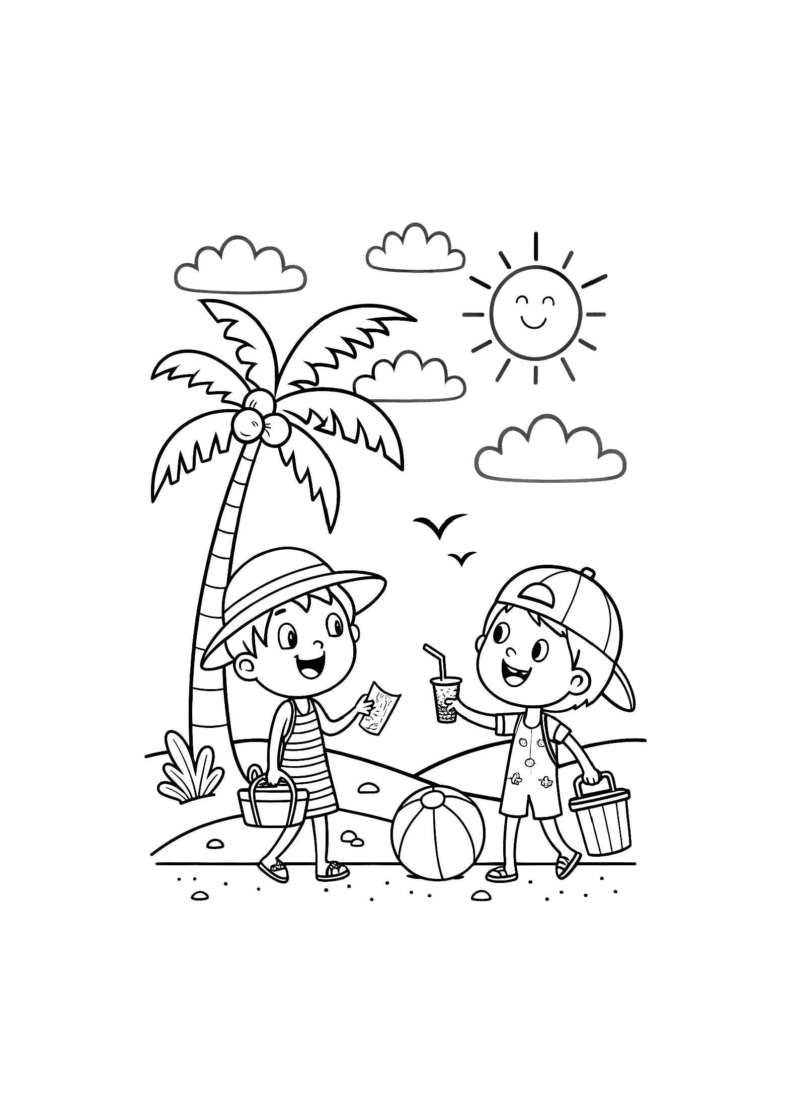Summer Vacation Coloring Book – 20 Printable A4 Pages | Digital PDF Download
