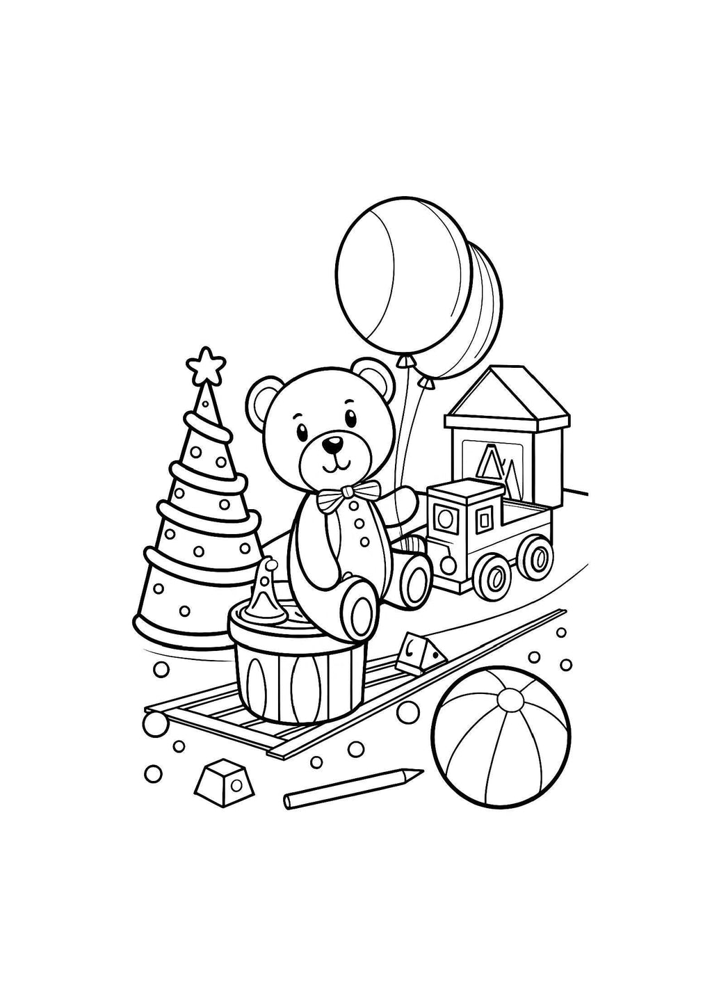 My Favorite Toys Coloring Book – 20 Printable A4 Pages | Digital PDF Download