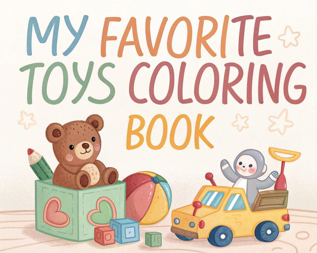 My Favorite Toys Coloring Book – 20 Printable A4 Pages | Digital PDF Download