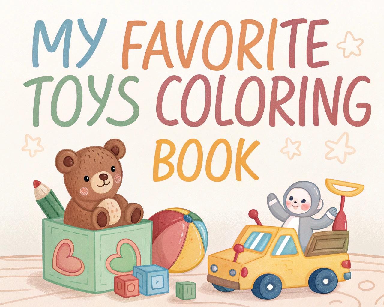 My Favorite Toys Coloring Book – 20 Printable A4 Pages | Digital PDF Download